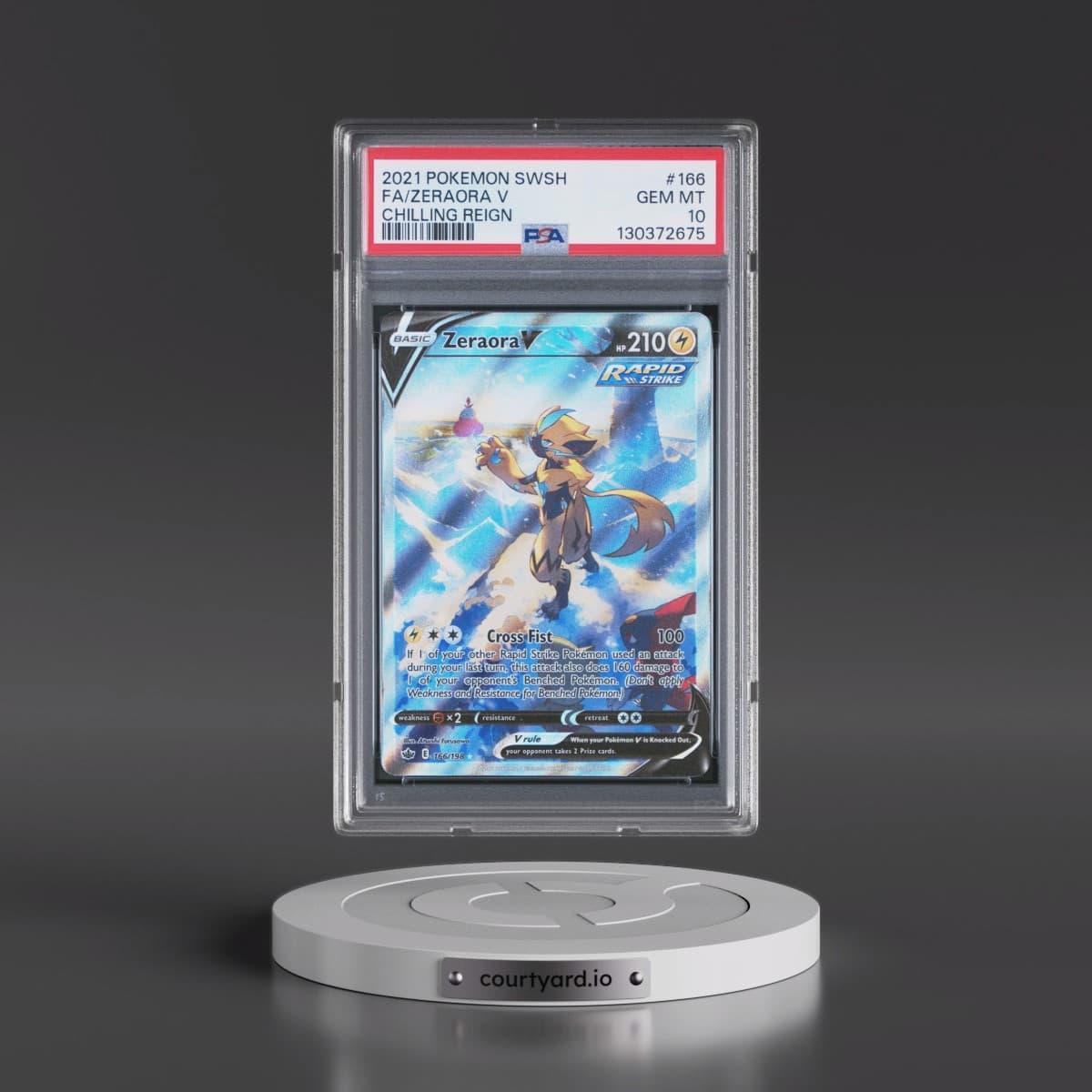 2021 Pokémon Sword & Shield Chilling Reign #166 Zeraora V - Holo Full Art (PSA 10 GEM MINT)
