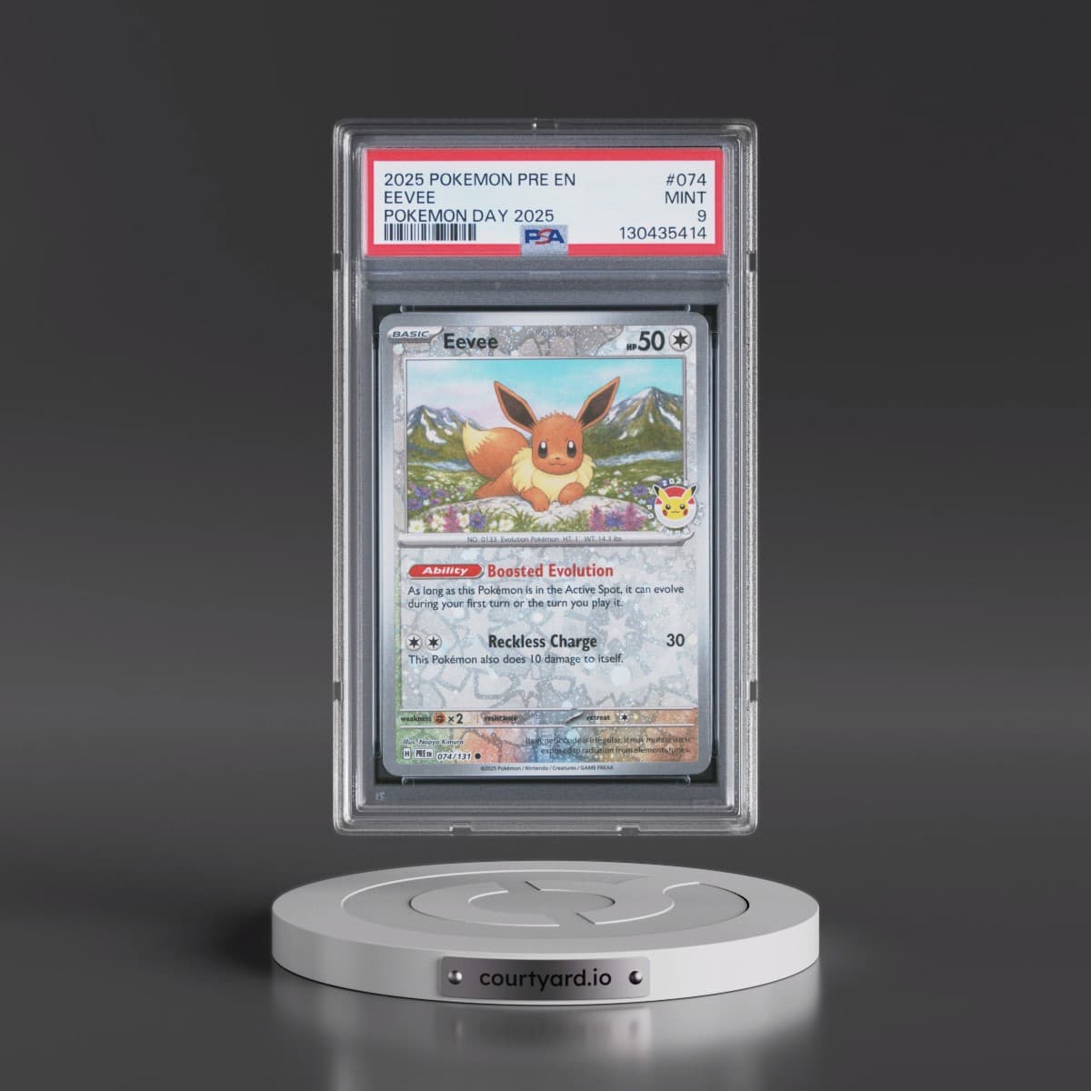 2025 Pokémon Pre EN-Prismatic Evolutions #074 Eevee - Pokemon Day 2025 (PSA 9 MINT)