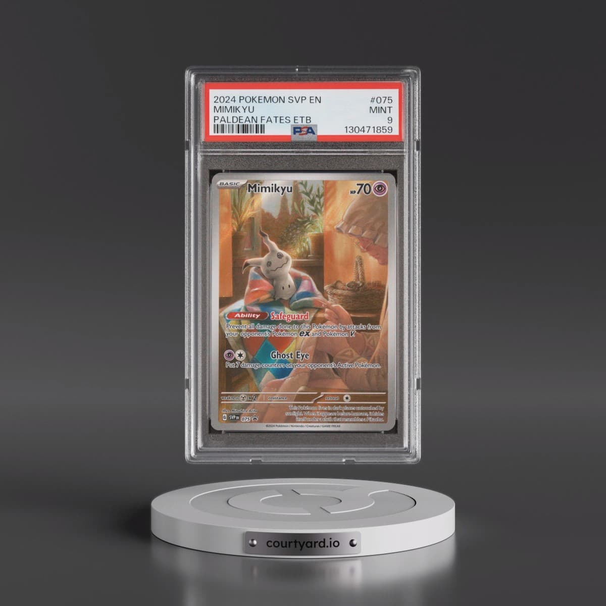 2024 Pokémon Svp EN-SV Black Star Promo #075 Mimikyu - Paldean Fates Elite Trainer Box (PSA 9 MINT)