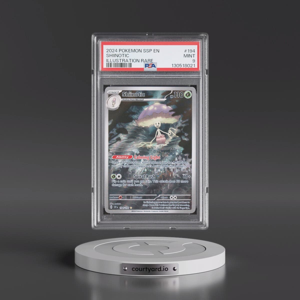 2024 Pokémon Ssp EN-Surging Sparks #194 Shiinotic - Illustration Rare (PSA 9 MINT)