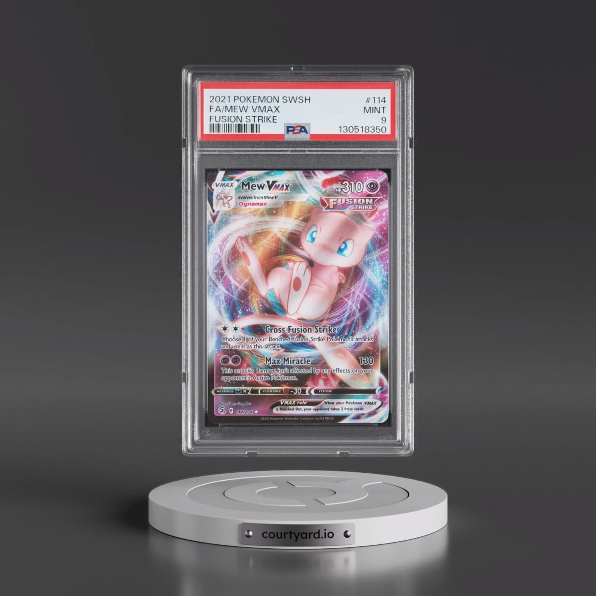 2021 Pokémon Sword & Shield Fusion Strike #114 Mew Vmax - Full Art (PSA 9 MINT)