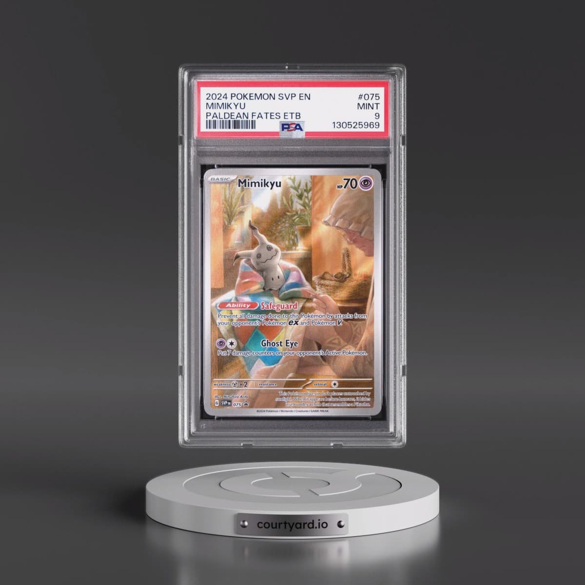 2024 Pokémon Svp EN-SV Black Star Promo #075 Mimikyu - Paldean Fates Elite Trainer Box (PSA 9 MINT)