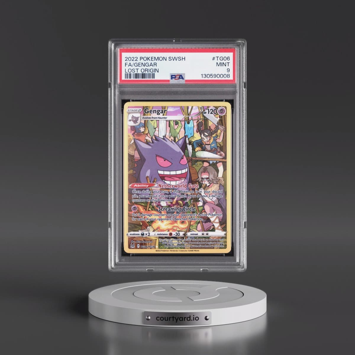 2022 Pokémon Sword & Shield Lost Origin #TG06 Gengar - Full Art (PSA 9 MINT)