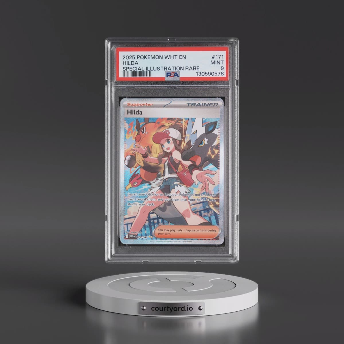 2025 Pokémon Wht EN-White Flare #171 Hilda - Special Illustration Rare (PSA 9 MINT)