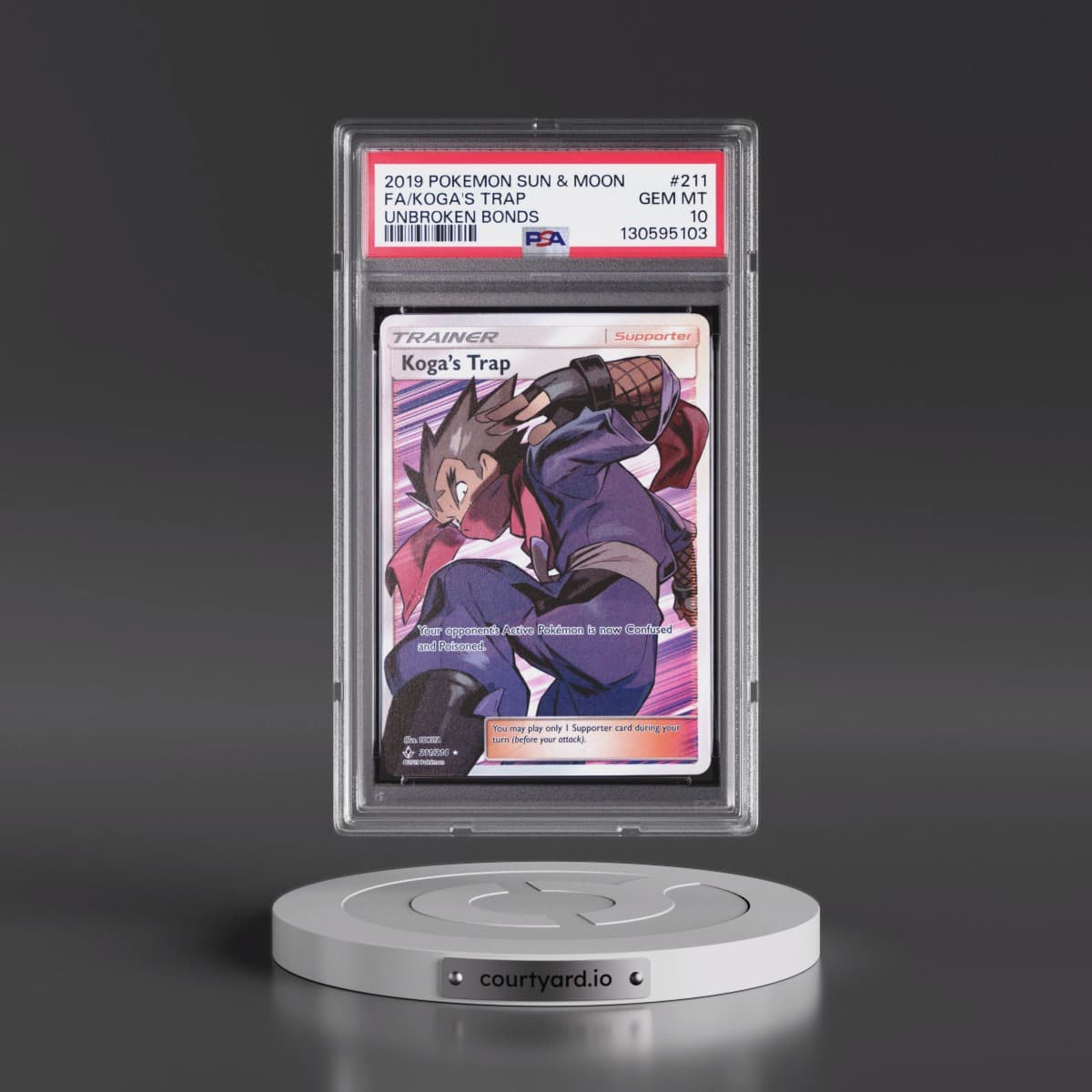 2019 Pokémon Sun & Moon Unbroken Bonds #211 Koga's Trap - Full Art (PSA 10 GEM MINT)