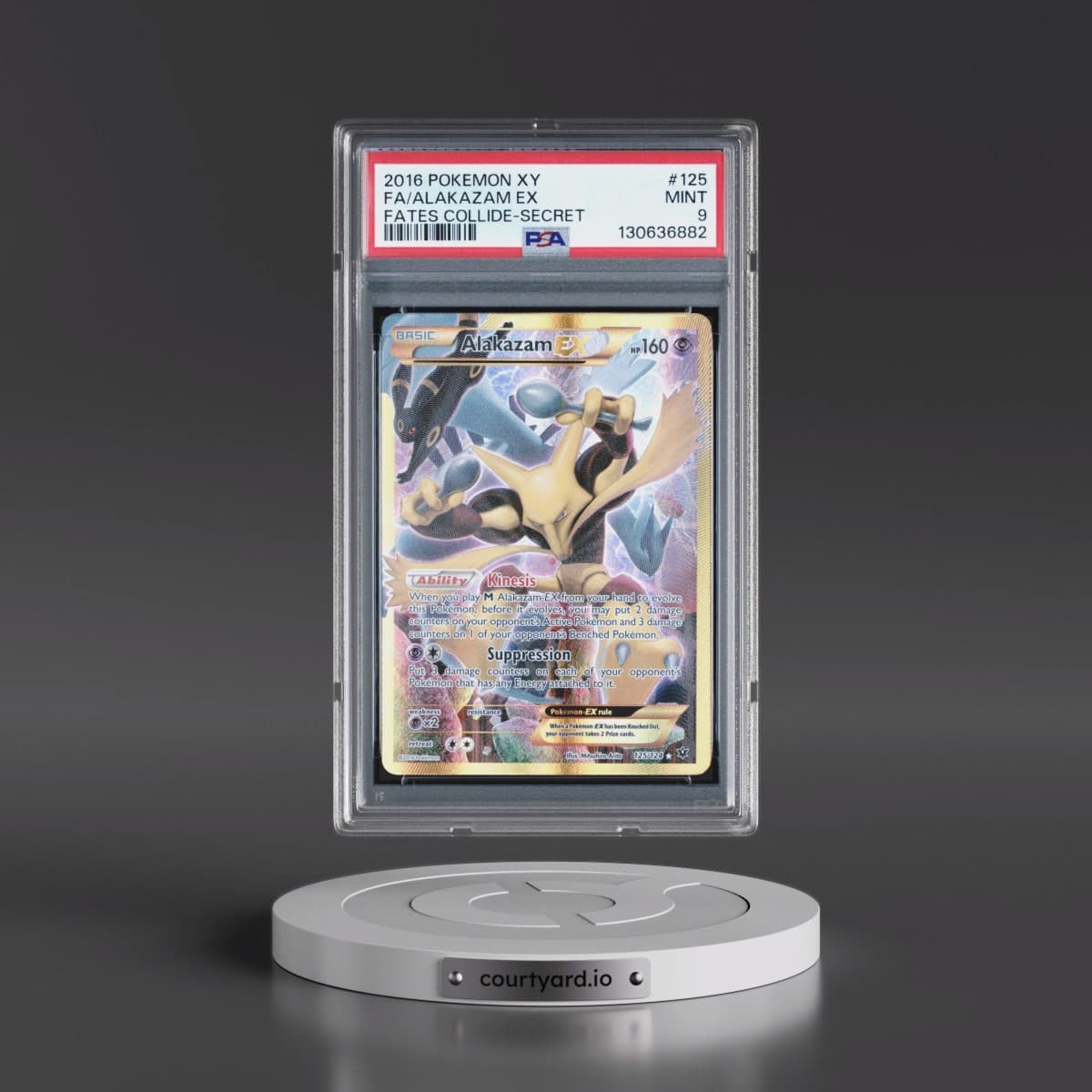 2016 Pokémon XY Fates Collide #125 Alakazam EX - Holo Full Art Secret (PSA 9 MINT)