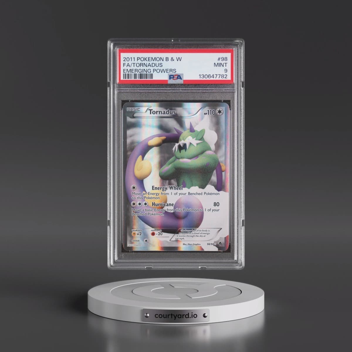 2011 Pokémon Black & White Emerging Powers #98 Tornadus - Full Art (PSA 9 MINT)