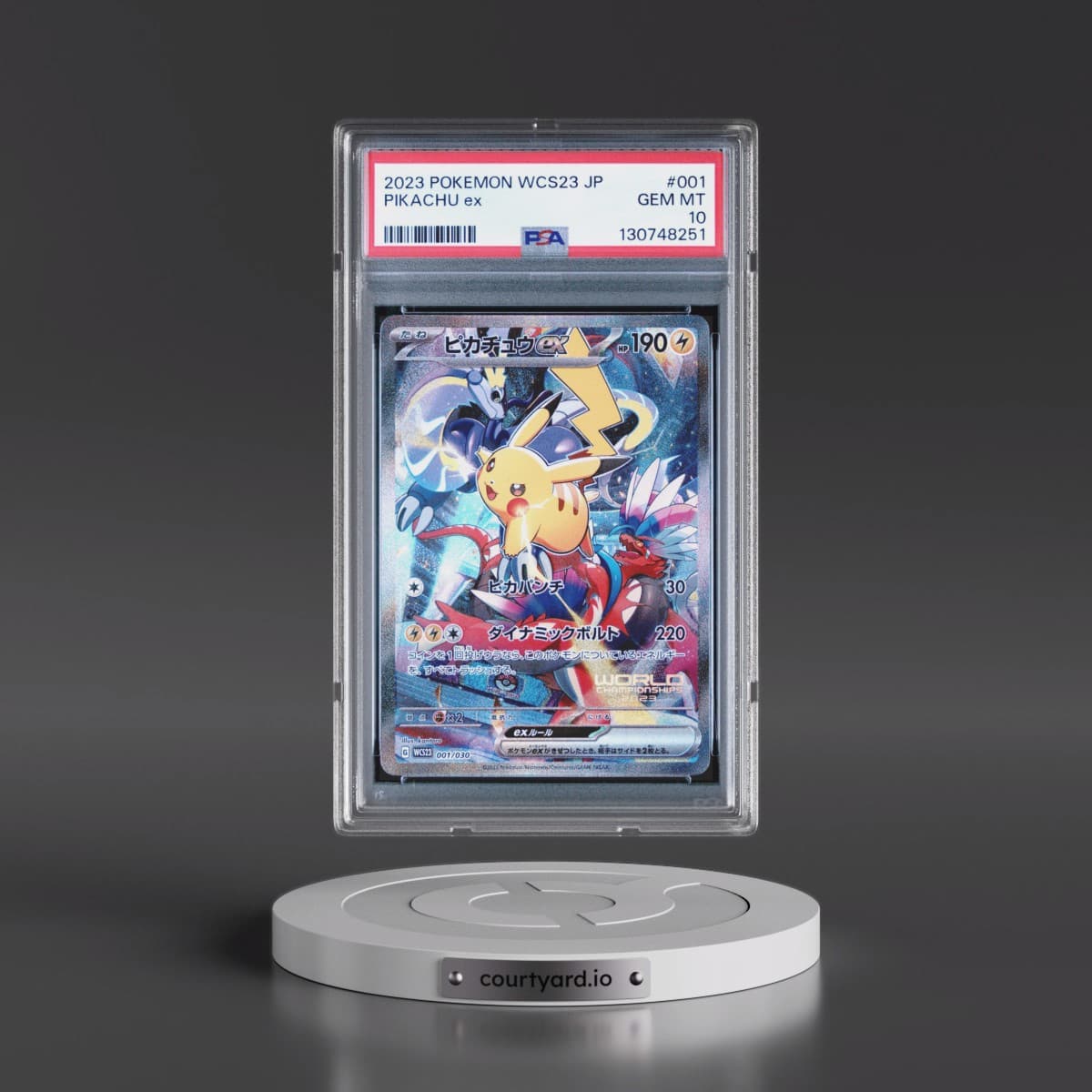 2023 Pokémon WCS23-World Championships Yokohama Deck: Pikachu #001 Pikachu EX - Holo (PSA 10 GEM MINT)