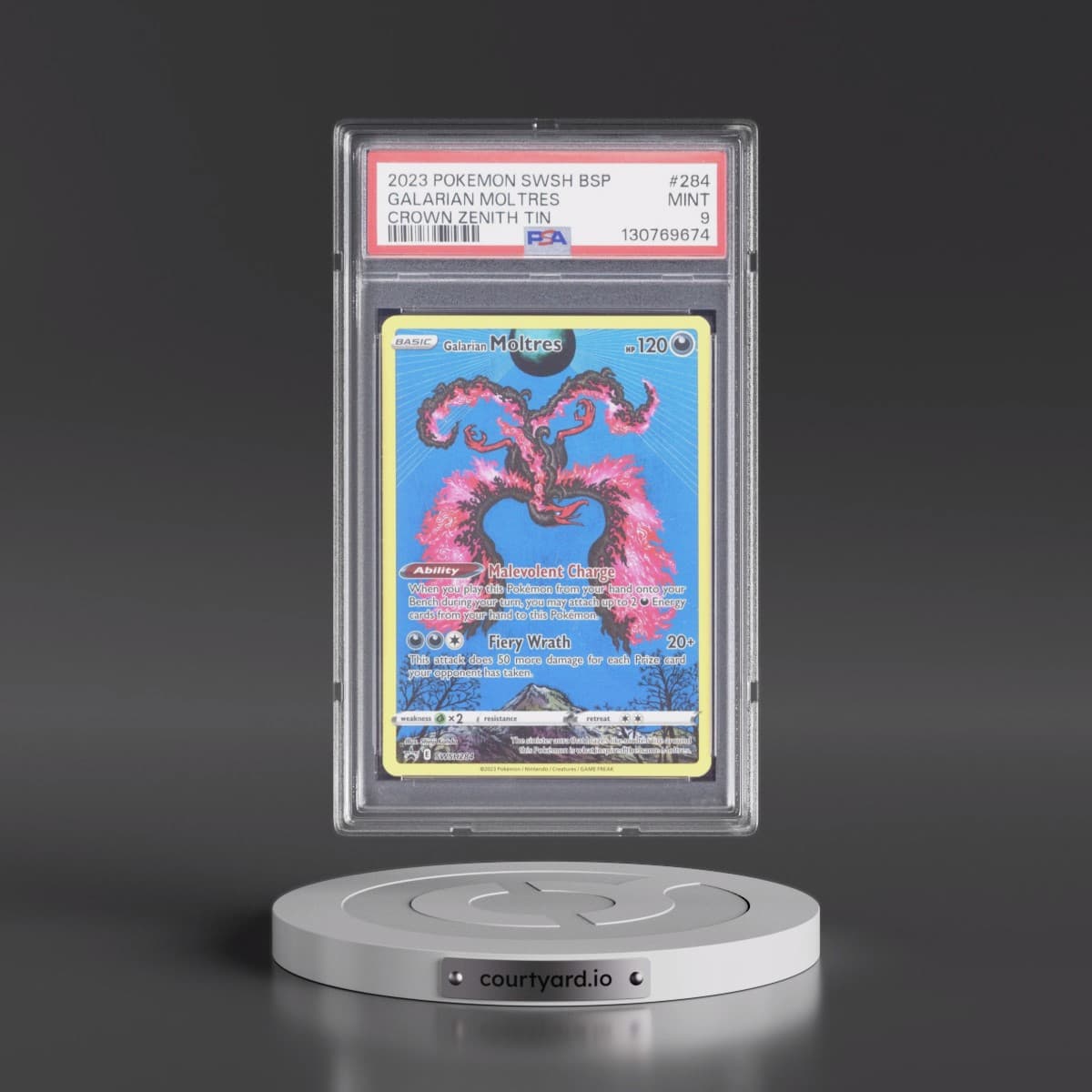 2023 Pokémon Swsh Black Star Promo #284 Galarian Moltres - Crown Zenith Tin (PSA 9 MINT)