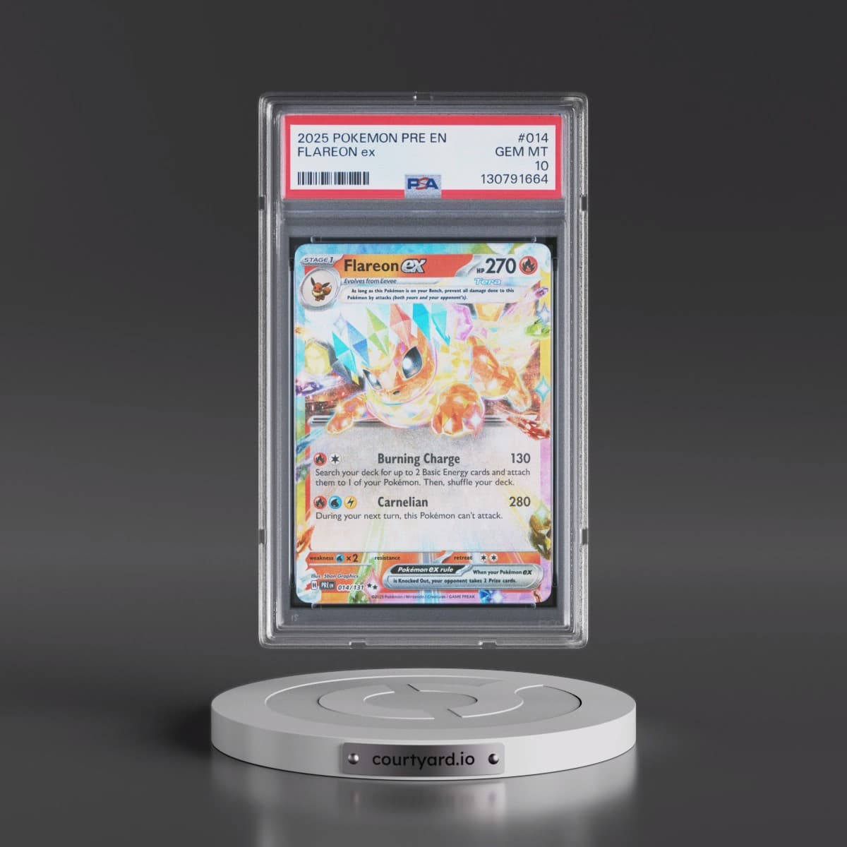 2025 Pokémon Pre EN-Prismatic Evolutions #014 Flareon EX - Holo (PSA 10 GEM MINT)