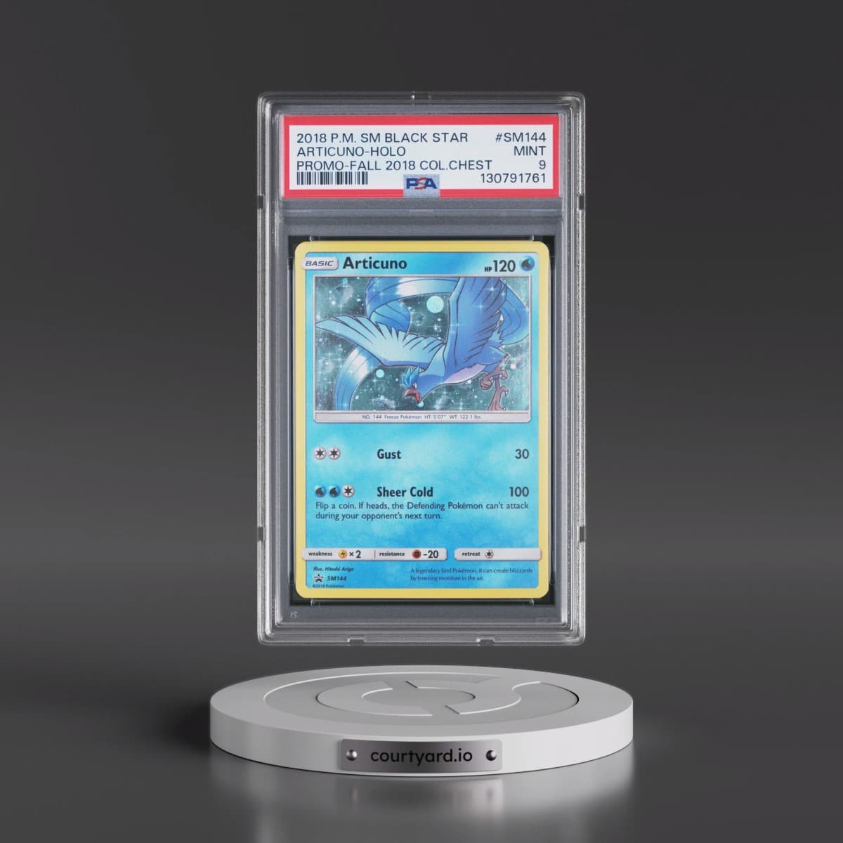 2018 Pokémon SM Black Star Promo #SM144 Articuno - Holo Fall 2018 Collector Chest (PSA 9 MINT)