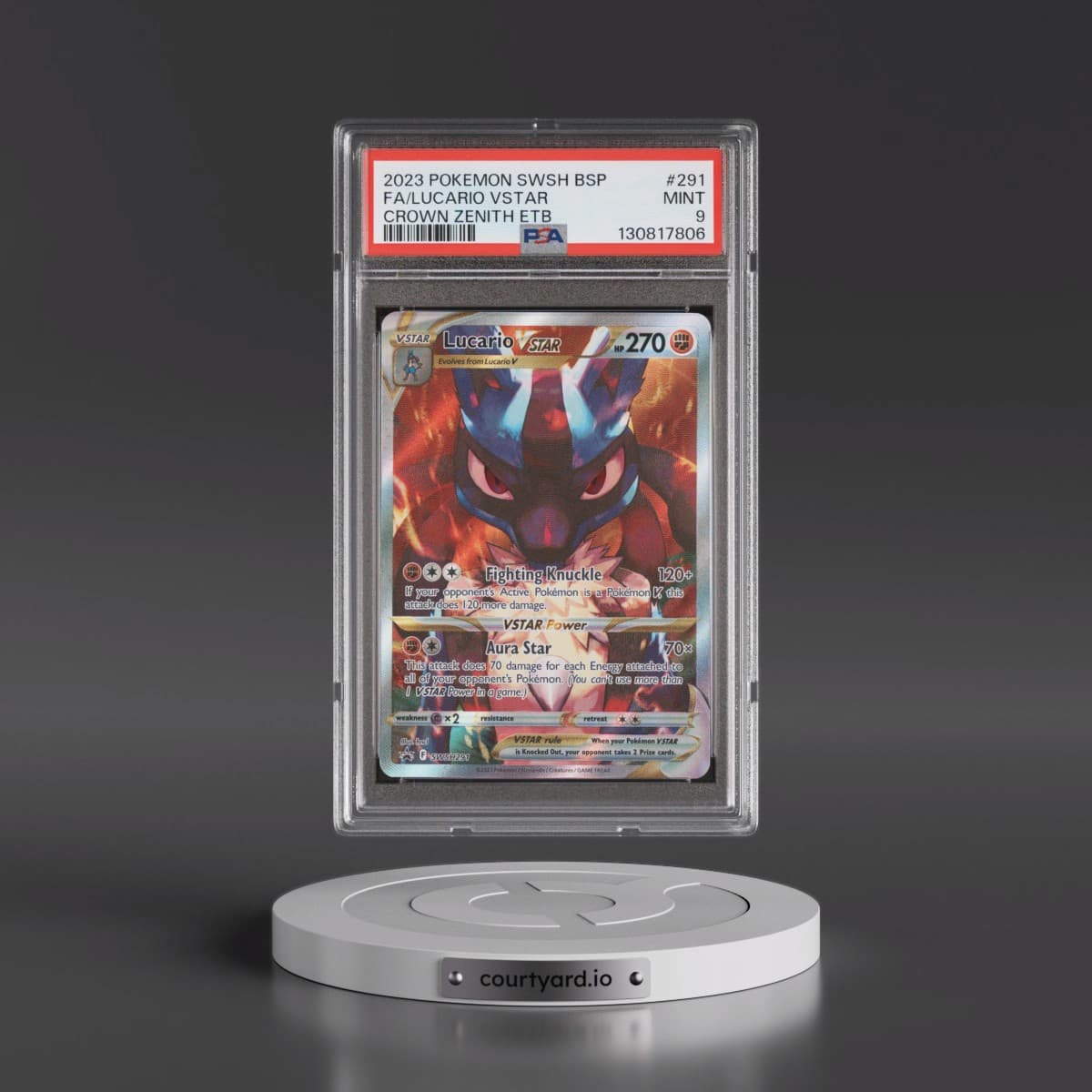 2023 Pokémon Swsh Black Star Promo #291 Lucario Vstar - Full Art Crown Zenith Elite Trainer Box (PSA 9 MINT)