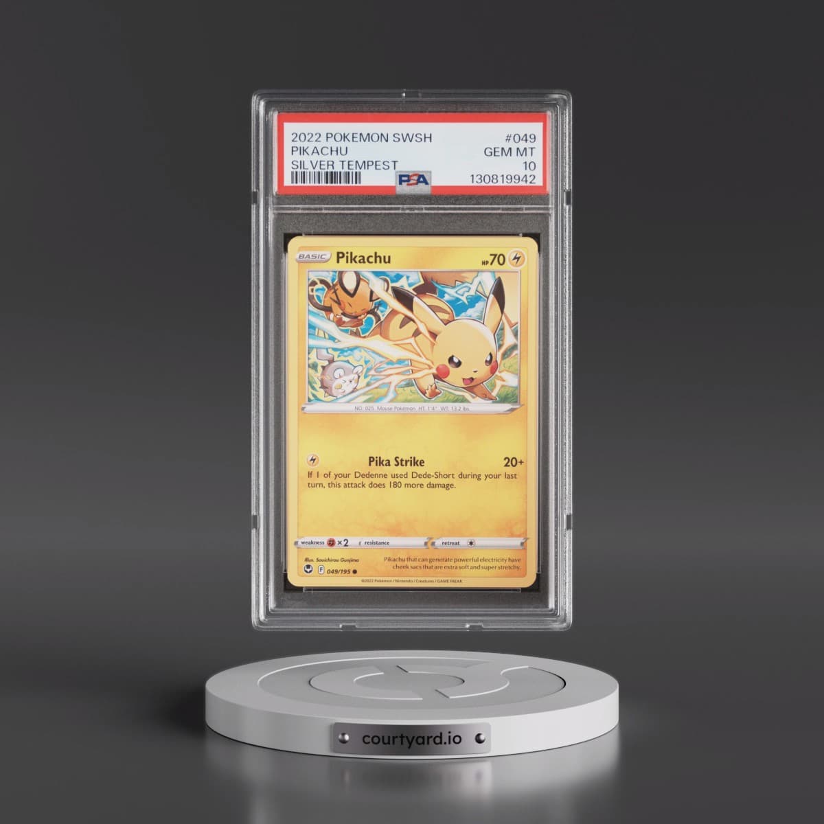 2022 Pokémon Sword & Shield Silver Tempest #049 Pikachu (PSA 10 GEM MINT)