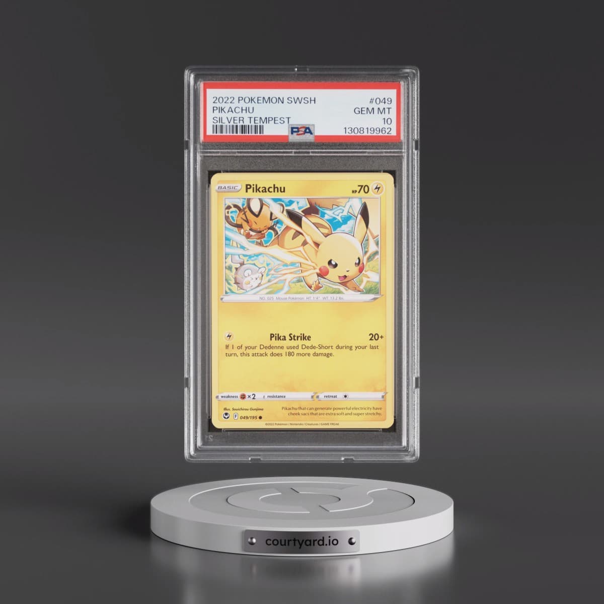 2022 Pokémon Sword & Shield Silver Tempest #049 Pikachu (PSA 10 GEM MINT)