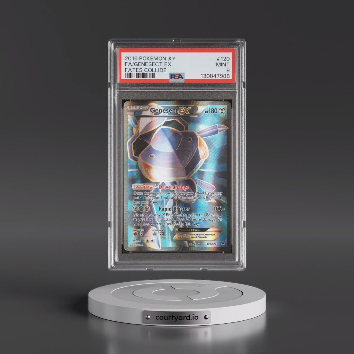 2016 Pokémon XY Fates Collide #120 Genesect EX - Holo Full Art (PSA 9 MINT)