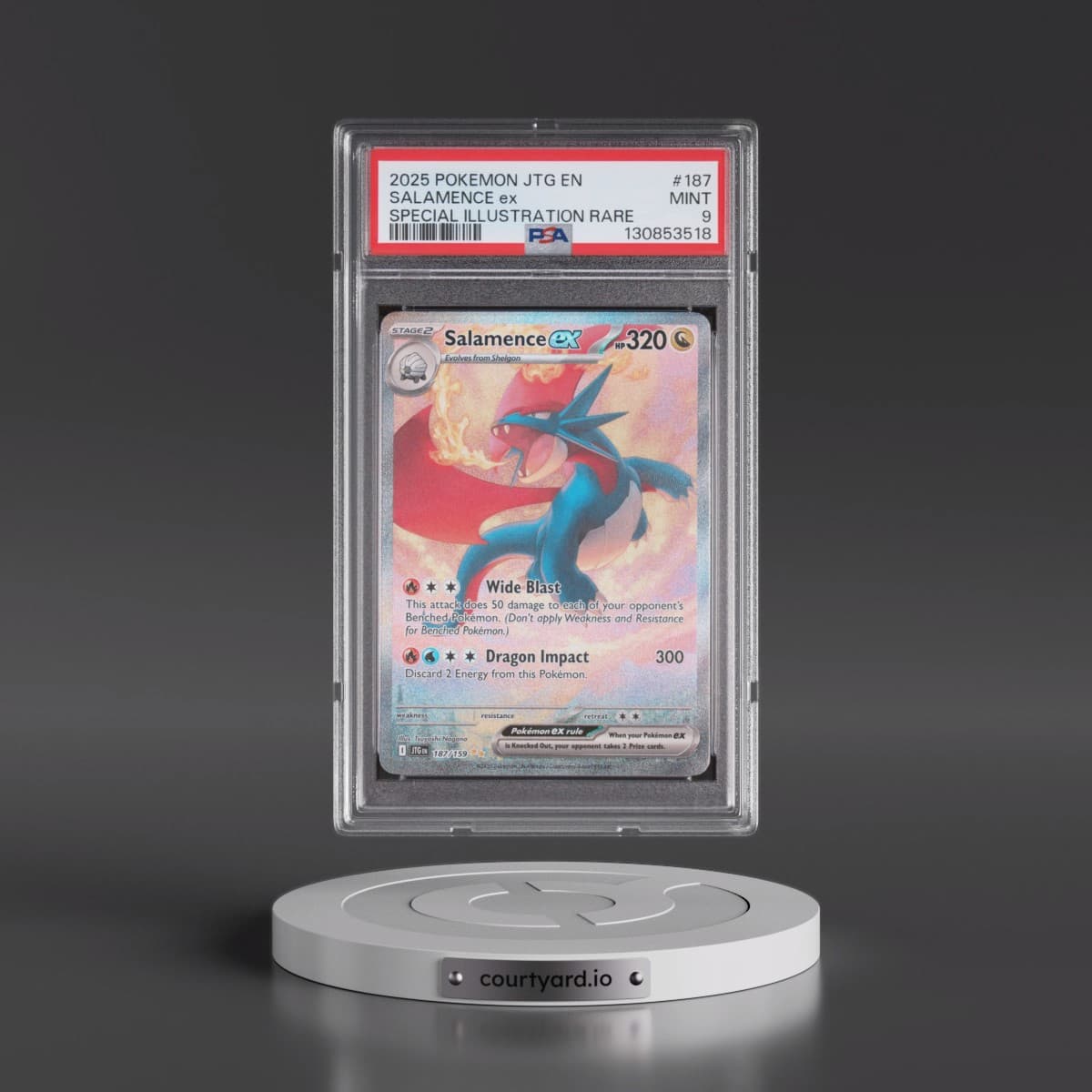 2025 Pokémon Jtg EN-Journey Together #187 Salamence EX - Holo Special Illustration Rare (PSA 9 MINT)