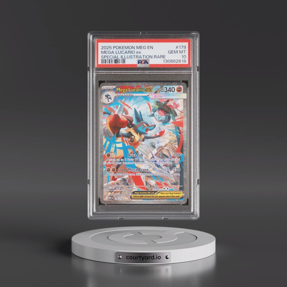 2025 Pokémon Meg EN-Mega Evolution #179 Mega Lucario EX - Holo Special Illustration Rare (PSA 10 GEM MINT)