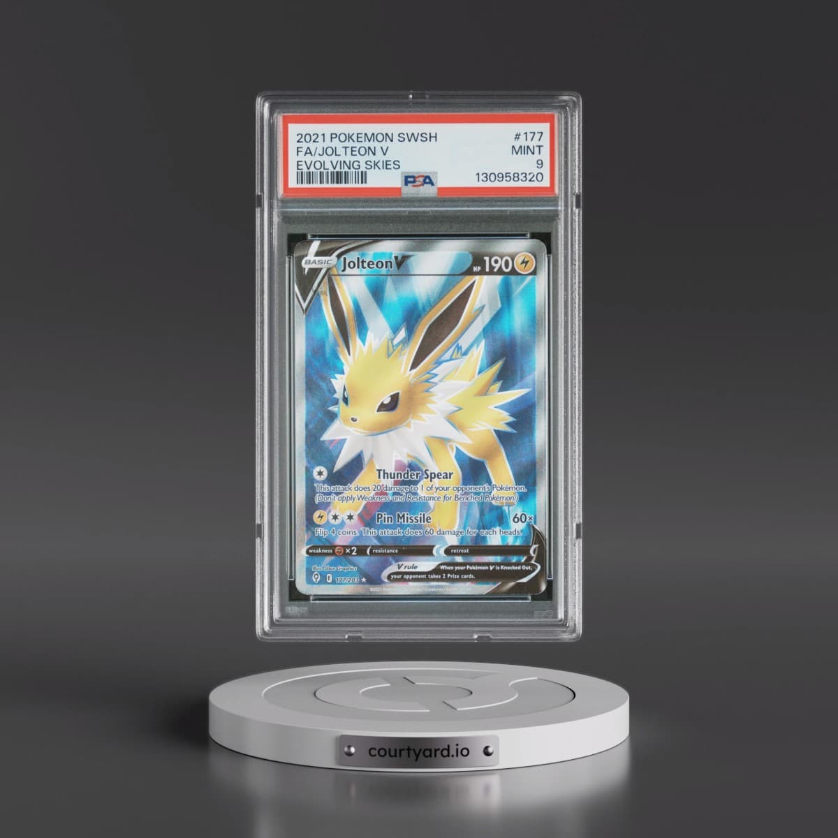 2021 Pokémon Sword & Shield Evolving Skies #177 Jolteon V - Holo Full Art (PSA 9 MINT)
