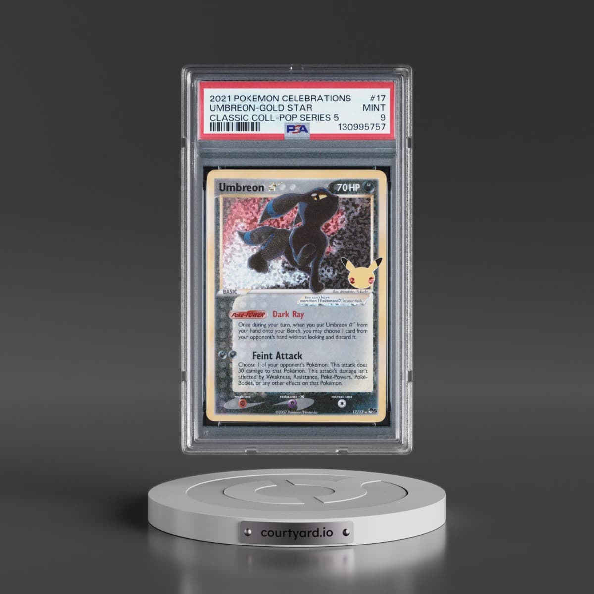 2021 Pokémon Celebrations Classic Collection #17 Umbreon-Gold Star (PSA 9 MINT)
