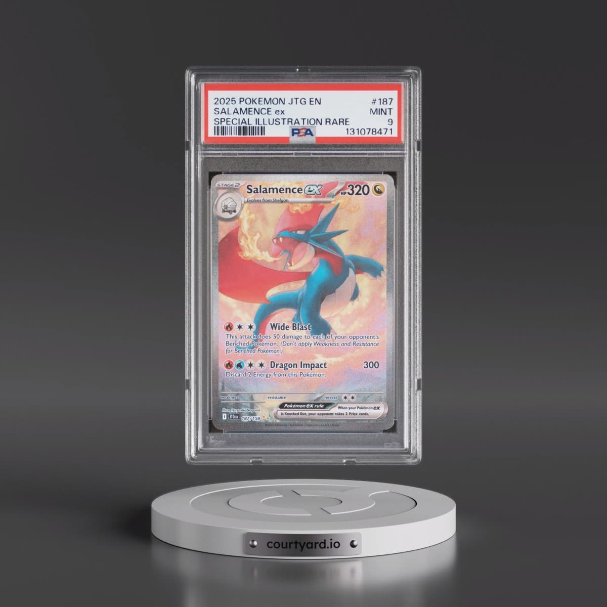 2025 Pokémon Jtg EN-Journey Together #187 Salamence EX - Holo Special Illustration Rare (PSA 9 MINT)