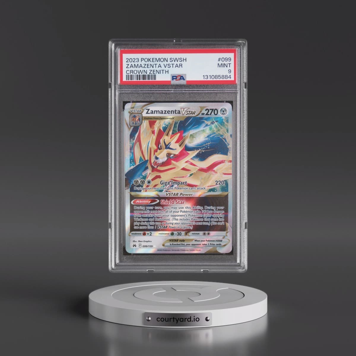 2023 Pokémon Sword and Shield Crown Zenith #099 Zamazenta Vstar (PSA 9 MINT)