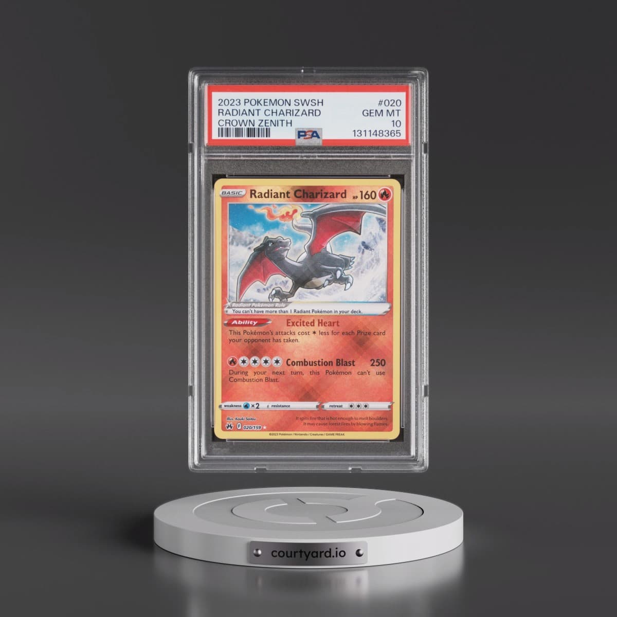 2023 Pokémon Sword and Shield Crown Zenith #020 Radiant Charizard - Holo (PSA 10 GEM MINT)