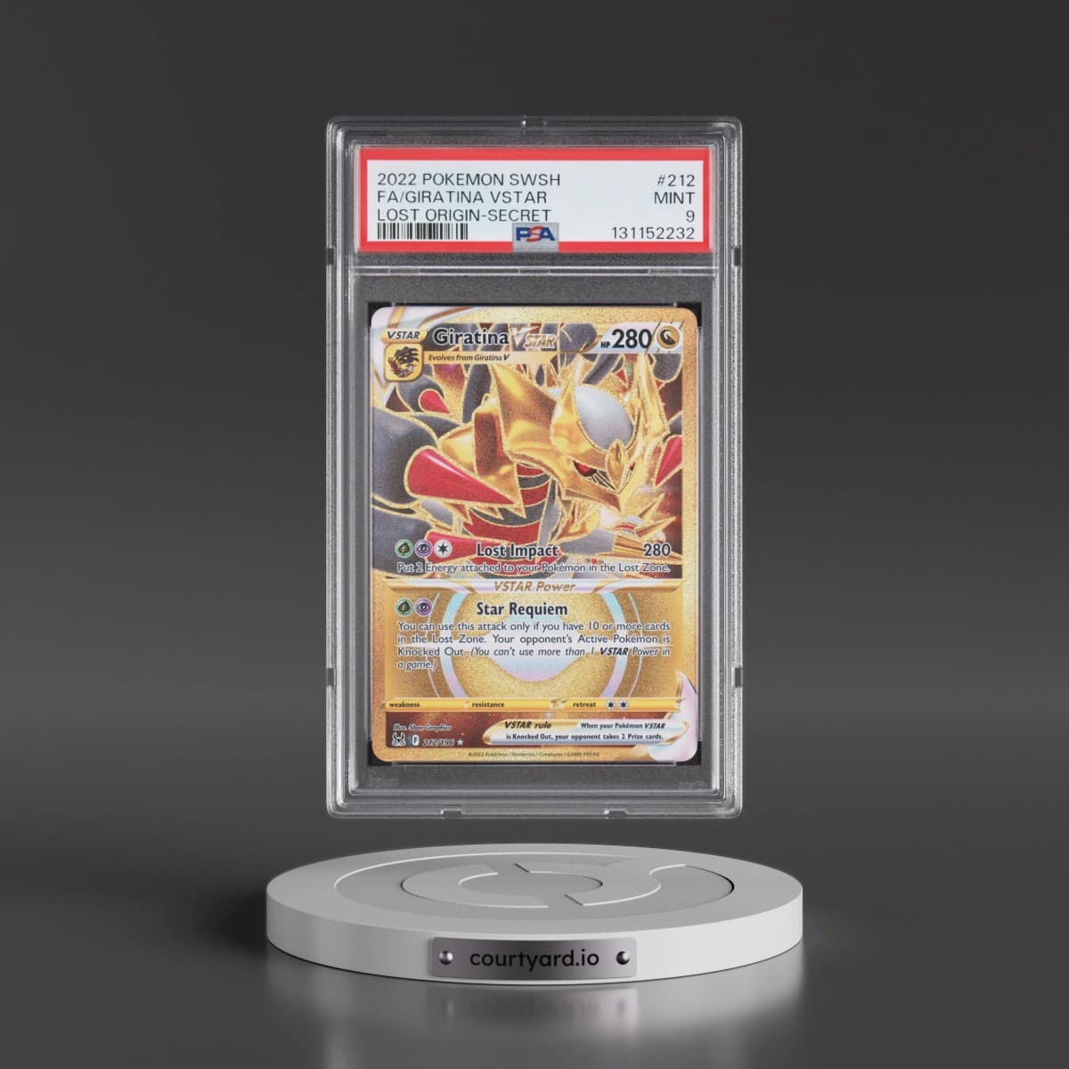 2022 Pokémon Sword & Shield Lost Origin #212 Giratina Vstar - Full Art Secret (PSA 9 MINT)