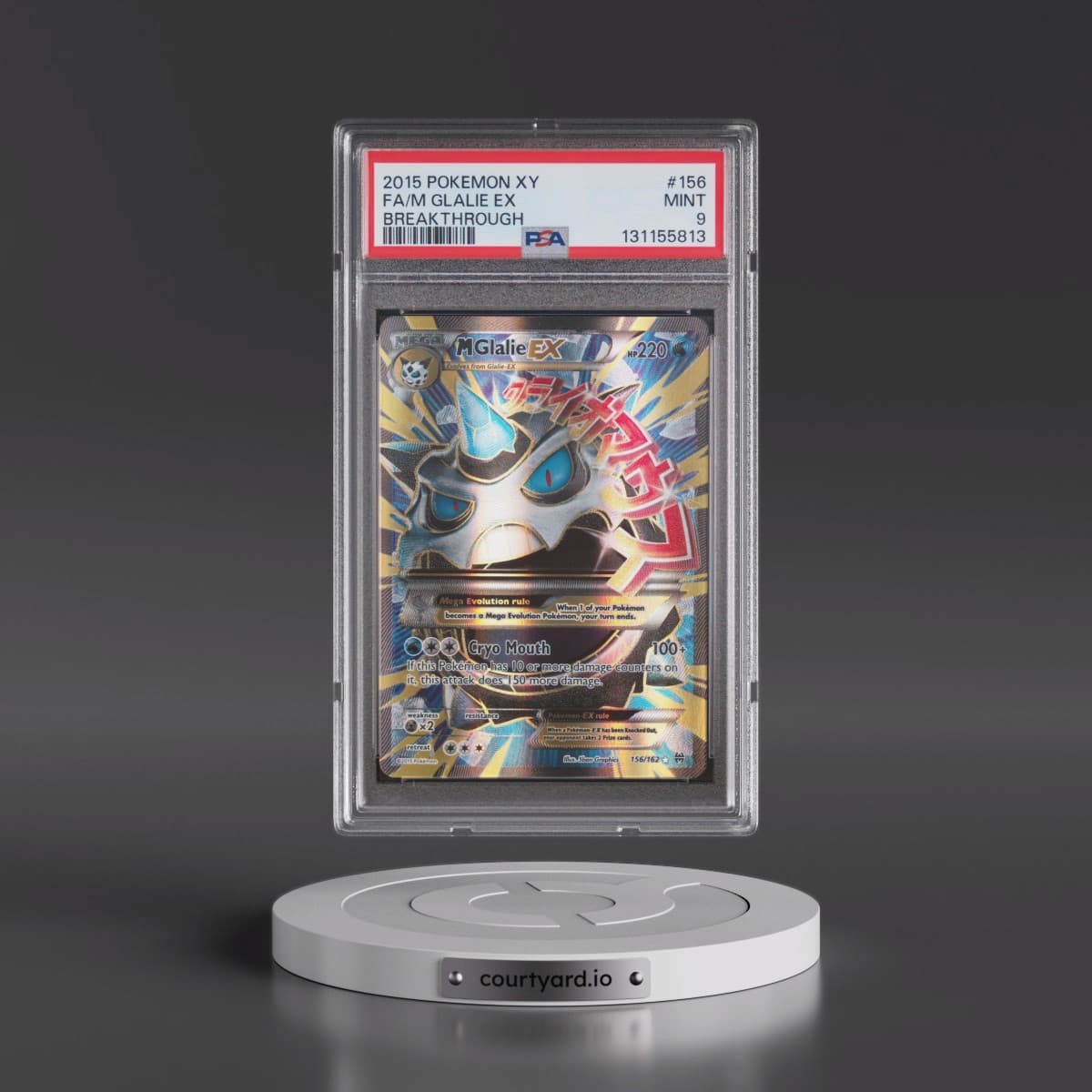 2015 Pokémon XY Breakthrough #156 M Glalie EX - Holo Full Art (PSA 9 MINT)