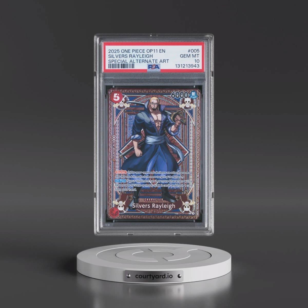 2025 One Piece OP11-A Fist of Divine Speed #005 Silvers Rayleigh - Special Alternate Art (PSA 10 GEM MINT)