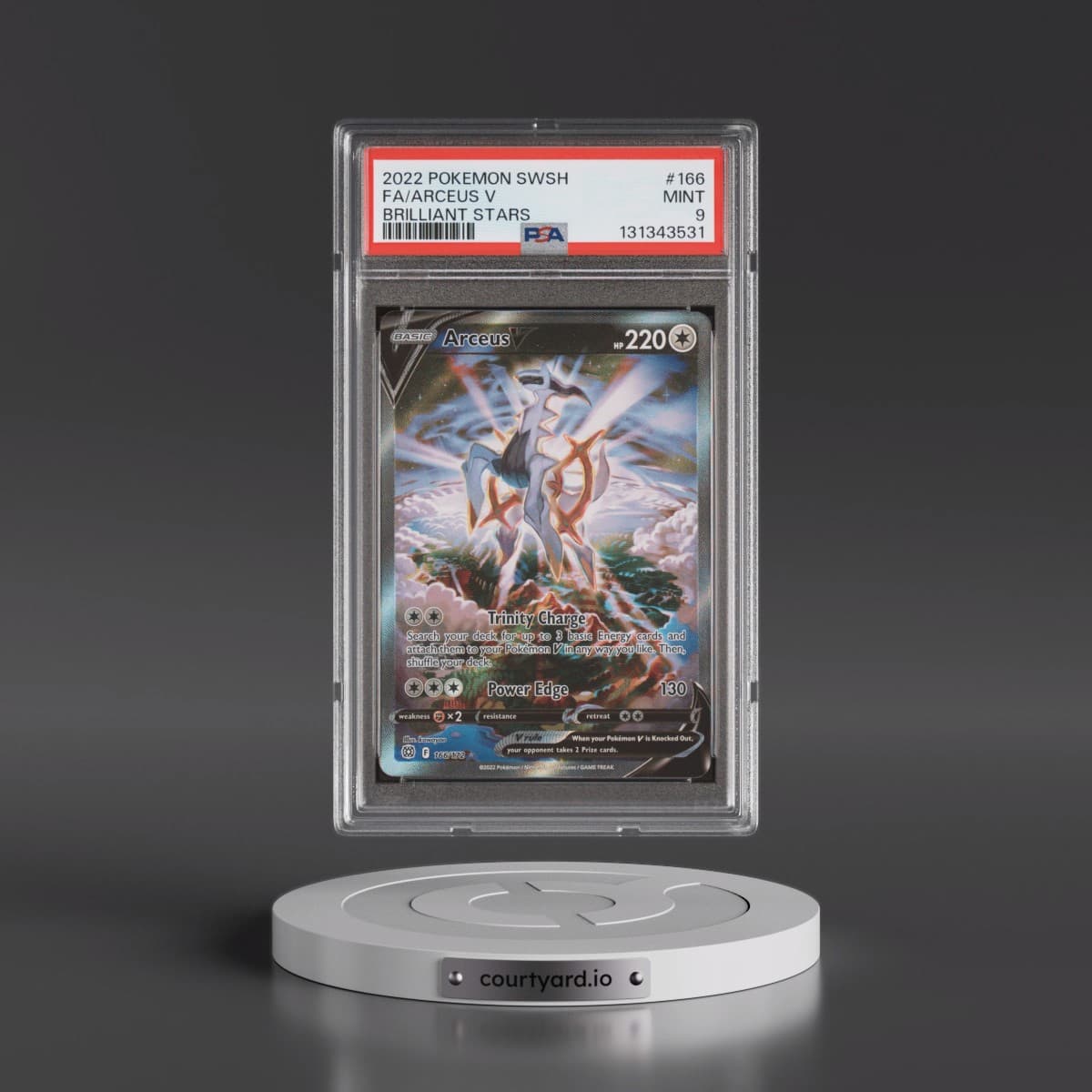 2022 Pokémon Sword & Shield Brilliant Stars #166 Arceus V - Holo Full Art (PSA 9 MINT)