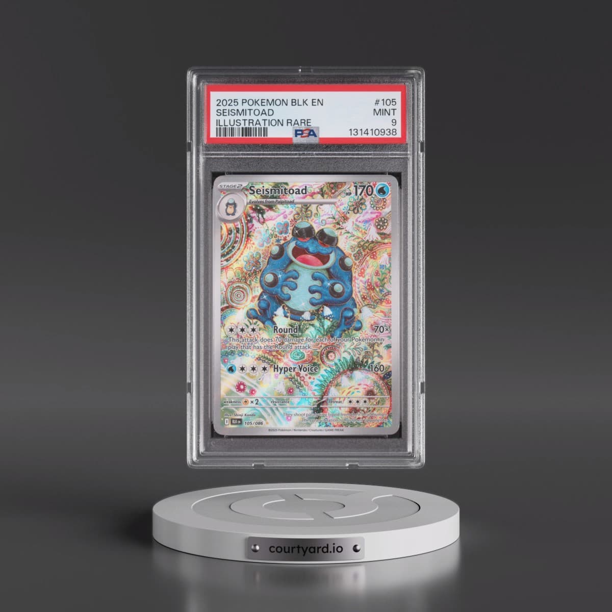 2025 Pokémon Blk EN-Black Bolt #105 Seismitoad - Illustration Rare (PSA 9 MINT)
