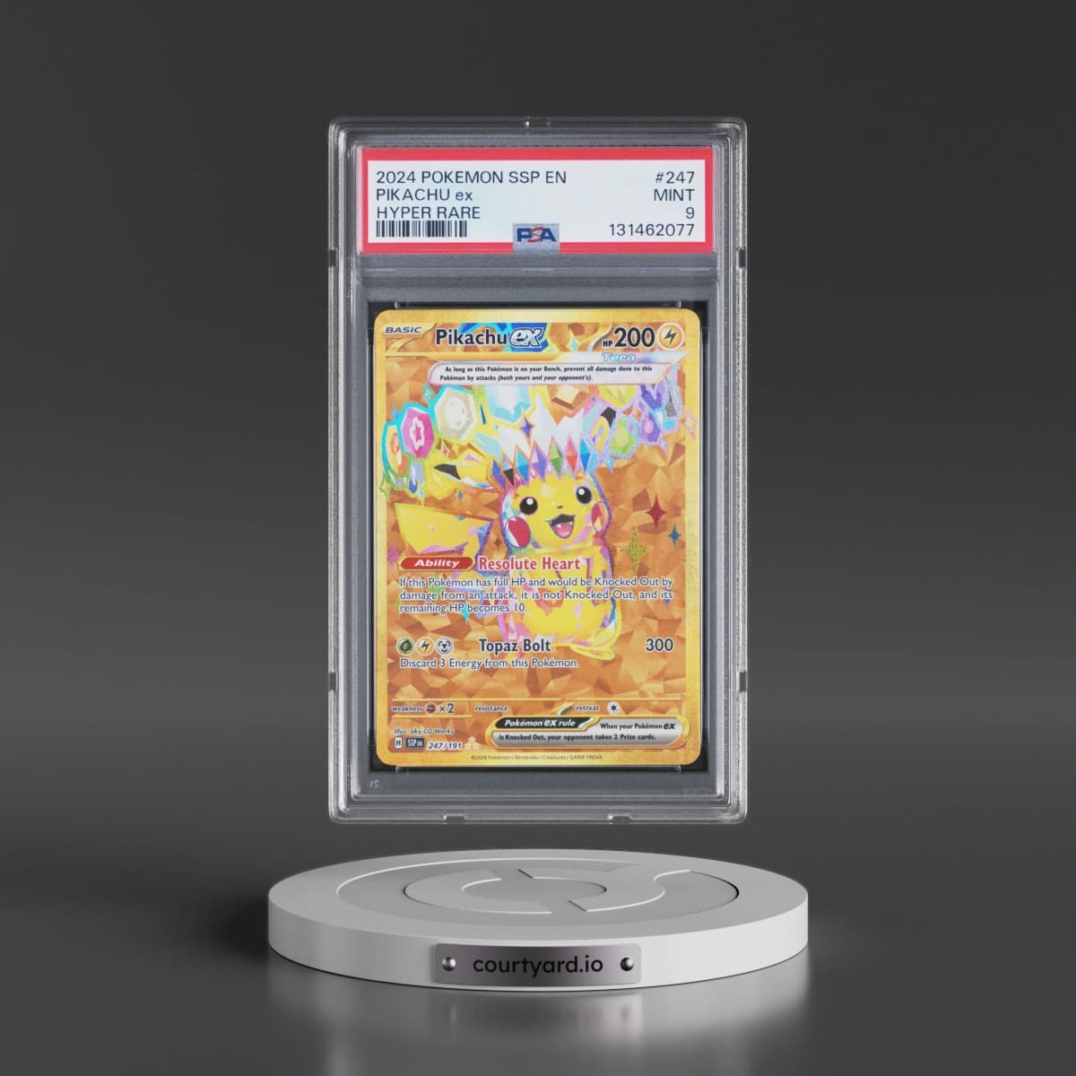 2024 Pokémon Ssp EN-Surging Sparks #247 Pikachu EX - Holo Hyper Rare (PSA 9 MINT)