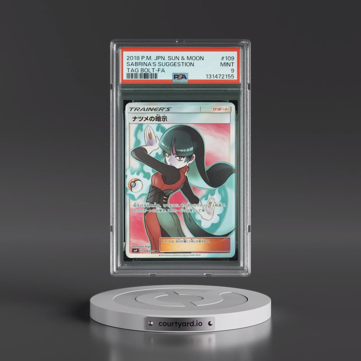 2018 Pokémon Sun & Moon Tag Bolt #109 Sabrina's Suggestion - Full Art (PSA 9 MINT)
