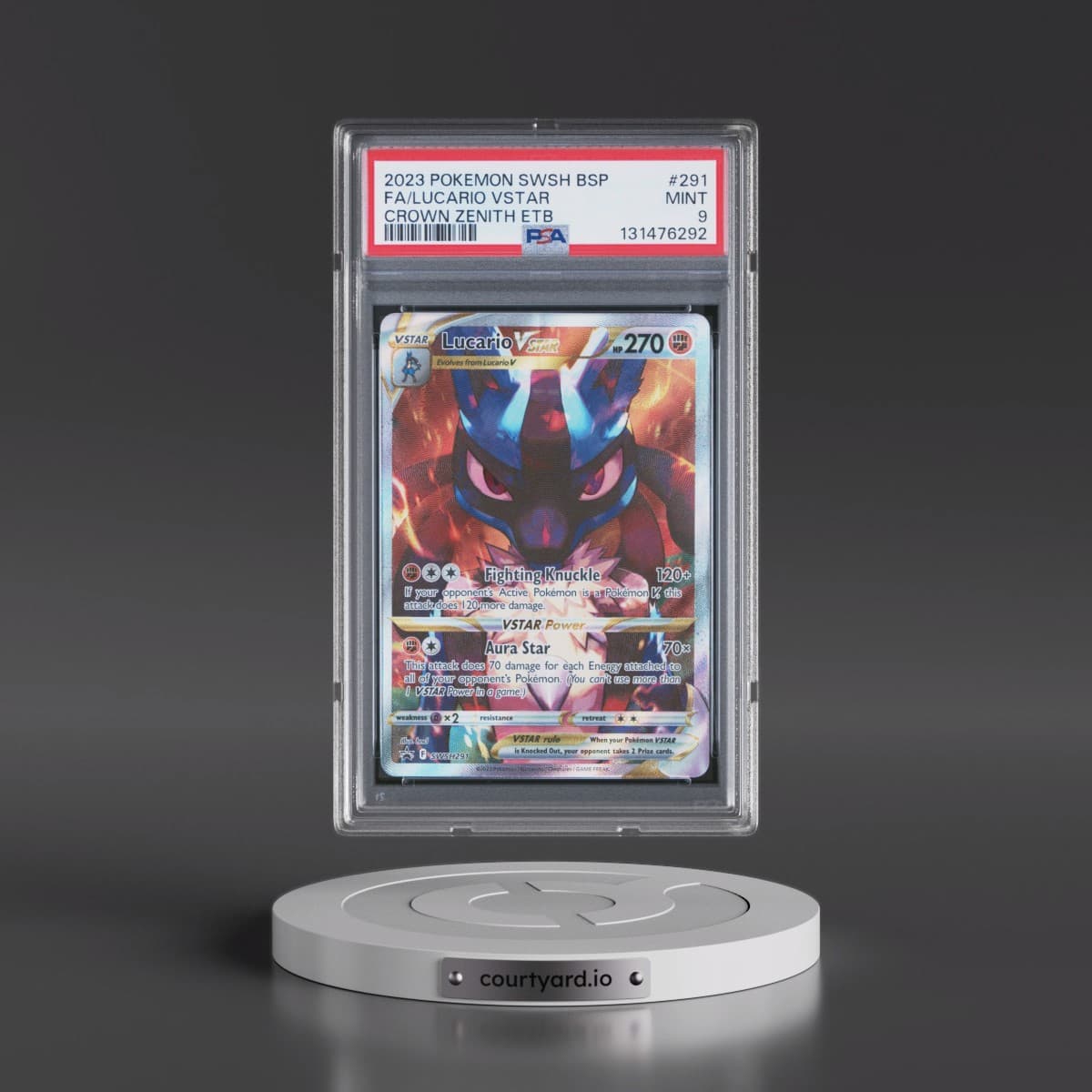 2023 Pokémon Swsh Black Star Promo #291 Lucario Vstar - Full Art Crown Zenith Elite Trainer Box (PSA 9 MINT)