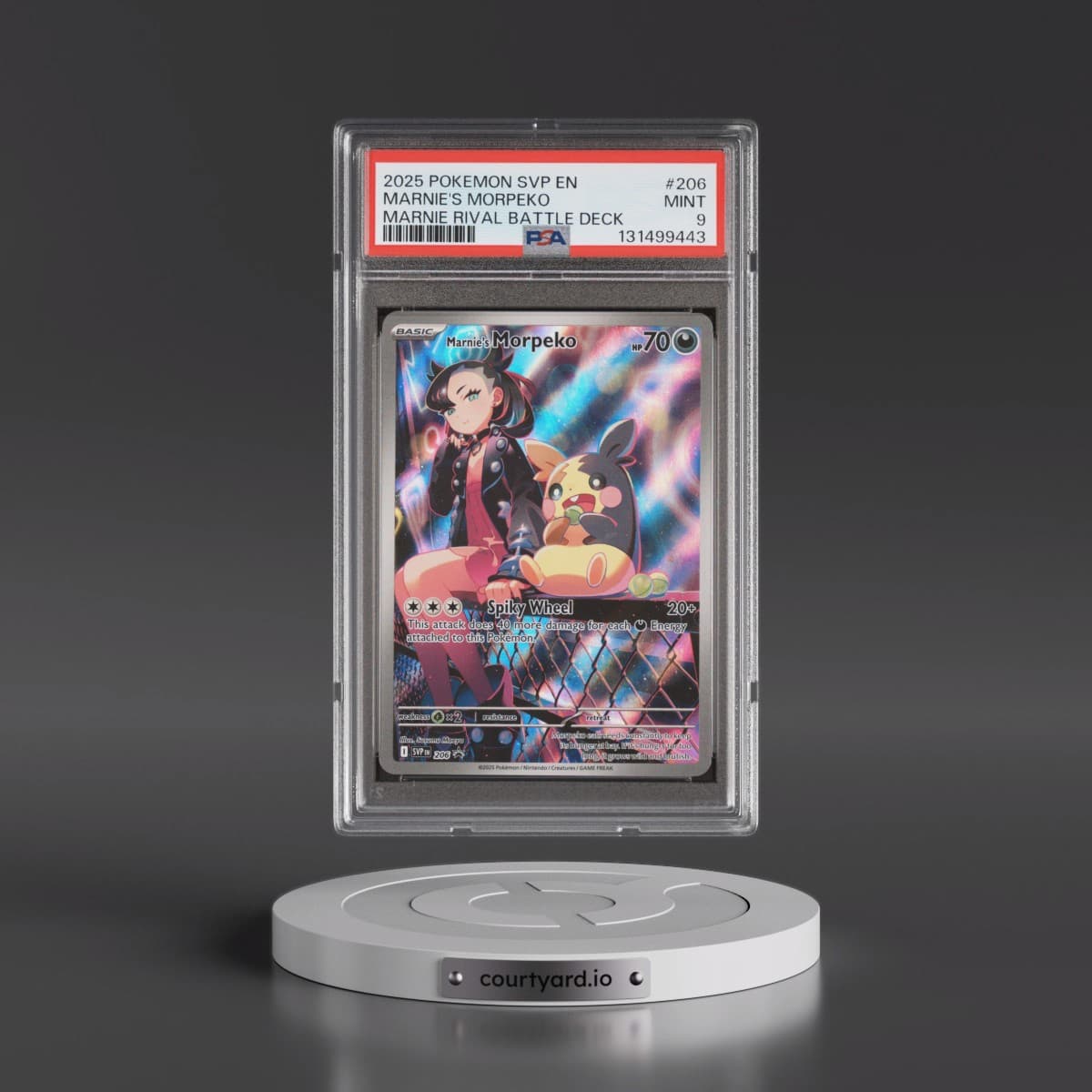 2025 Pokémon Svp EN-SV Black Star Promo #206 Marnie's Morpeko - Marnie Rival Battle Deck (PSA 9 MINT)