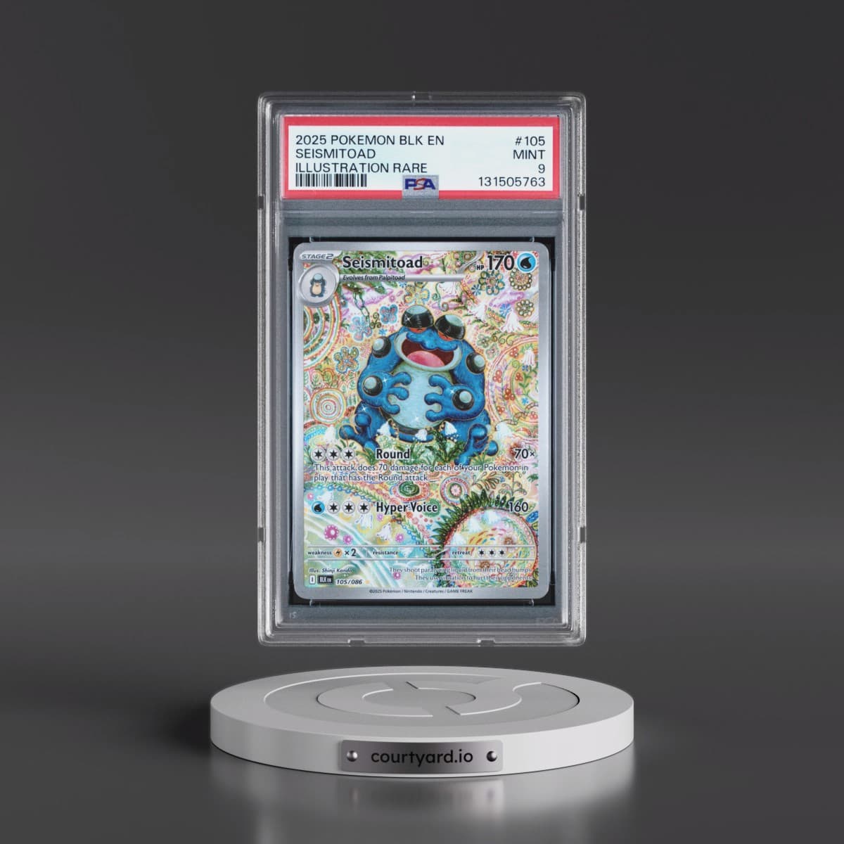 2025 Pokémon Blk EN-Black Bolt #105 Seismitoad - Illustration Rare (PSA 9 MINT)