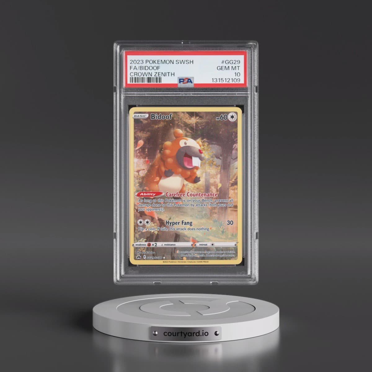 2023 Pokémon Sword and Shield Crown Zenith #GG29 Bidoof - Full Art (PSA 10 GEM MINT)
