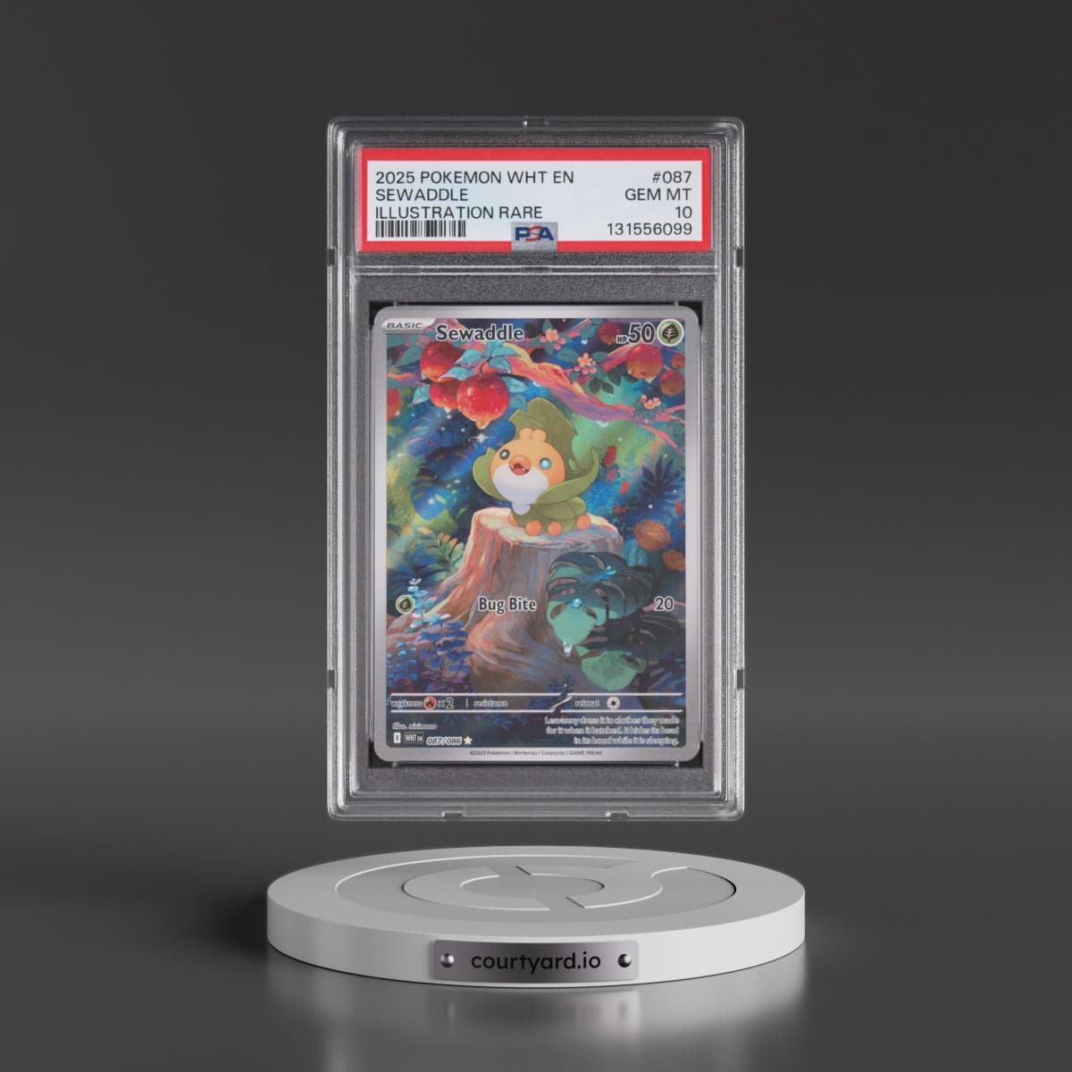 2025 Pokémon Wht EN-White Flare #087 Sewaddle - Illustration Rare (PSA 10 GEM MINT)
