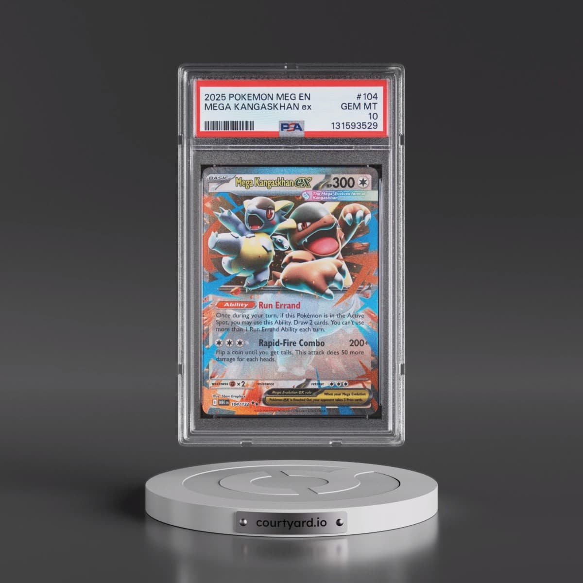 2025 Pokémon Meg EN-Mega Evolution #104 Mega Kangaskhan EX - Holo (PSA 10 GEM MINT)