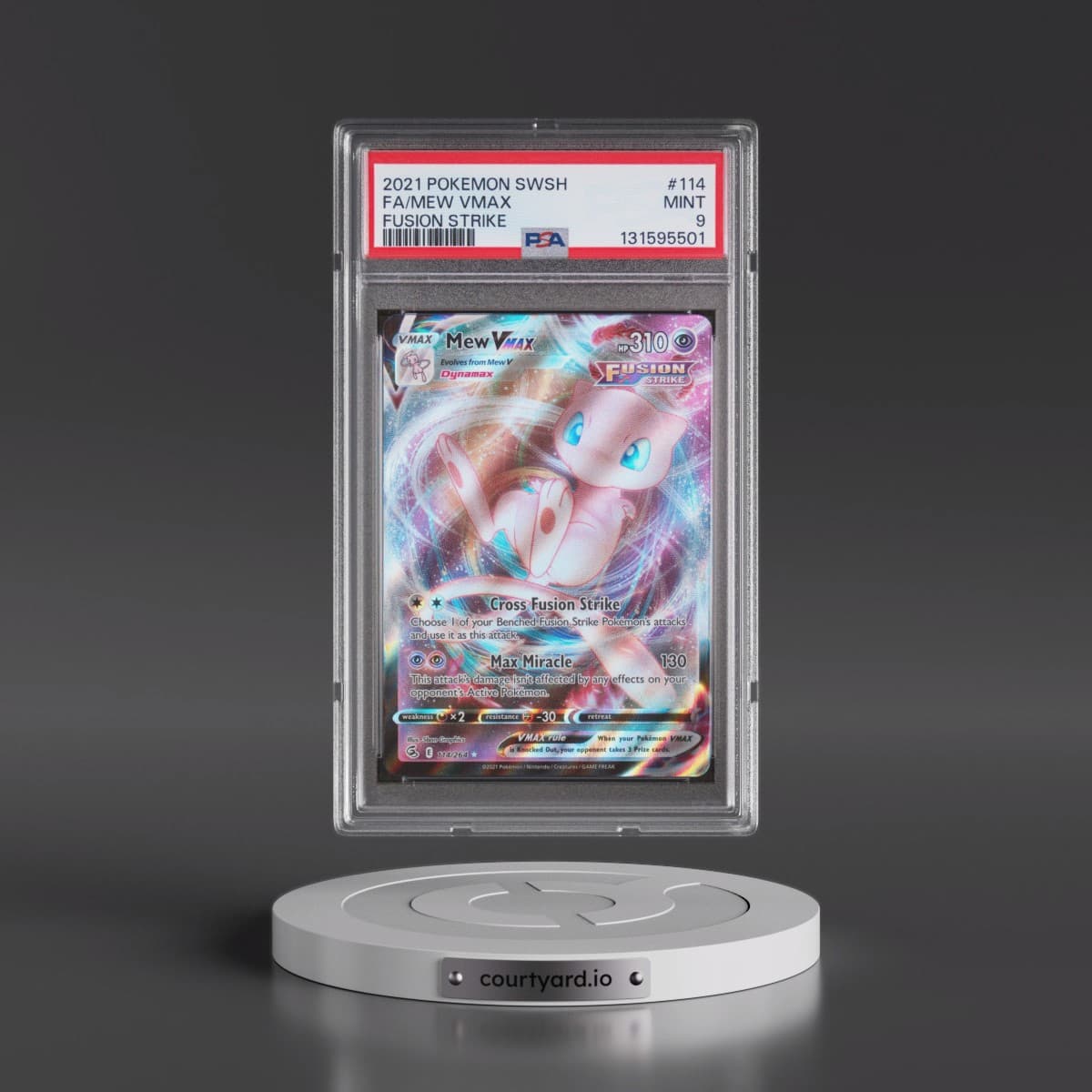 2021 Pokémon Sword & Shield Fusion Strike #114 Mew Vmax - Full Art (PSA 9 MINT)