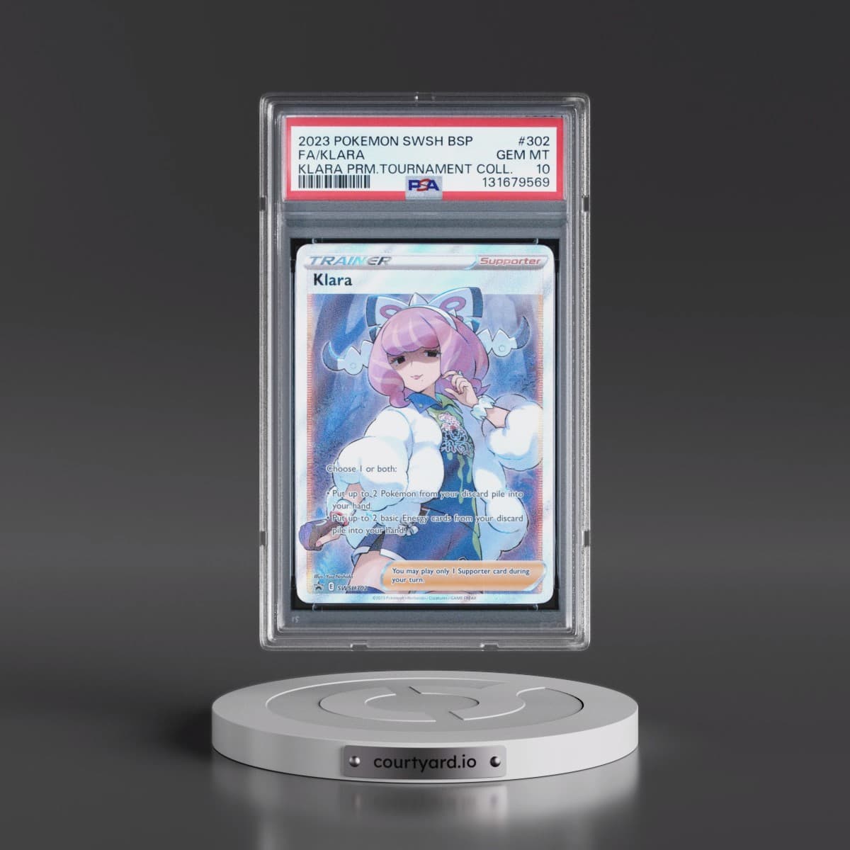 2023 Pokémon Swsh Black Star Promo #302 Klara - Full Art Klara Premium Tournament Collection (PSA 10 GEM MINT)