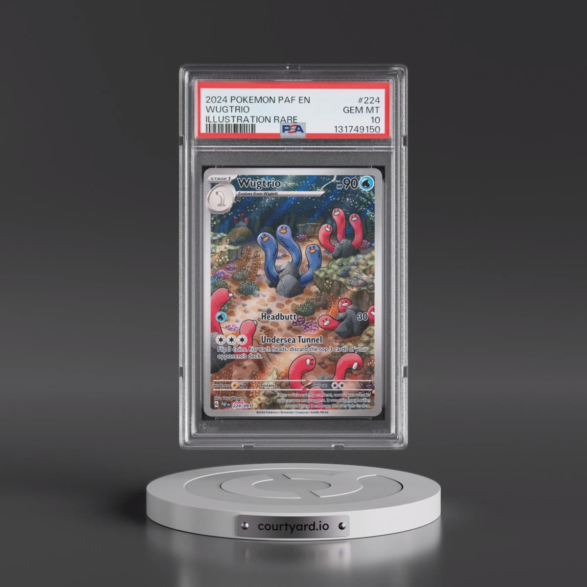 2024 Pokémon Paf EN-Paldean Fates #224 Wugtrio - Illustration Rare (PSA 10 GEM MINT)