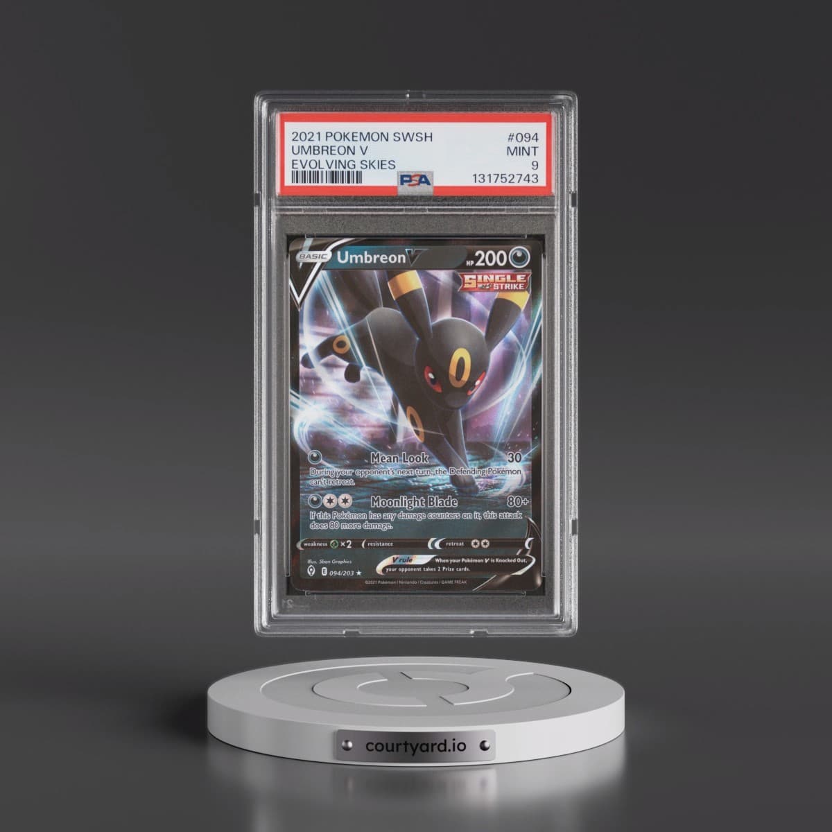 2021 Pokémon Sword & Shield Evolving Skies #094 Umbreon V - Holo (PSA 9 MINT)