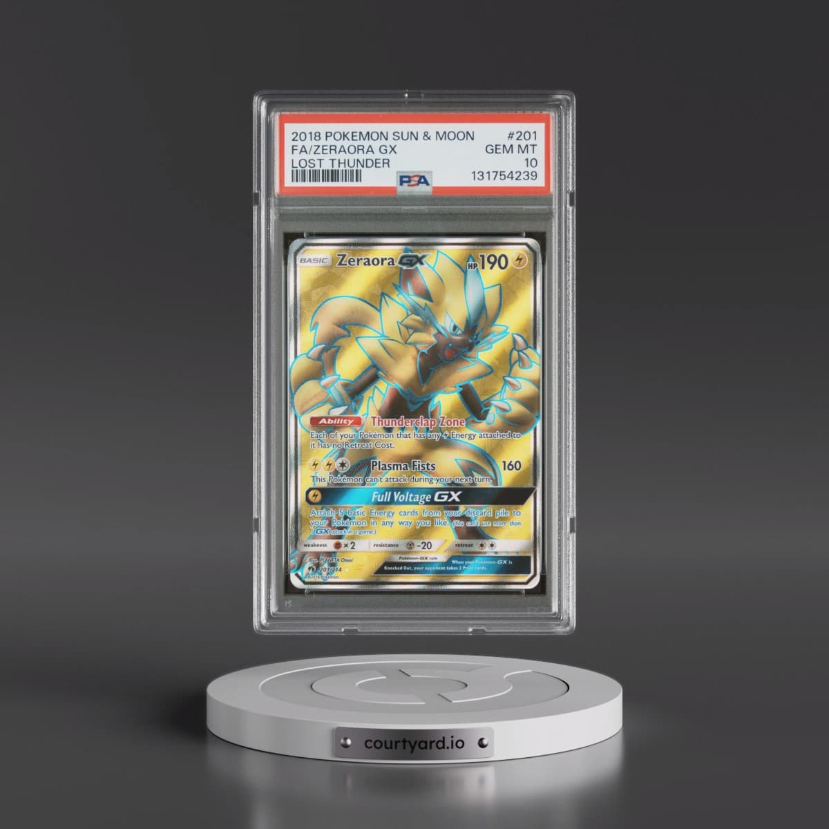 2018 Pokémon Sun & Moon Lost Thunder #201 Zeraora GX - Holo Full Art (PSA 10 GEM MINT)