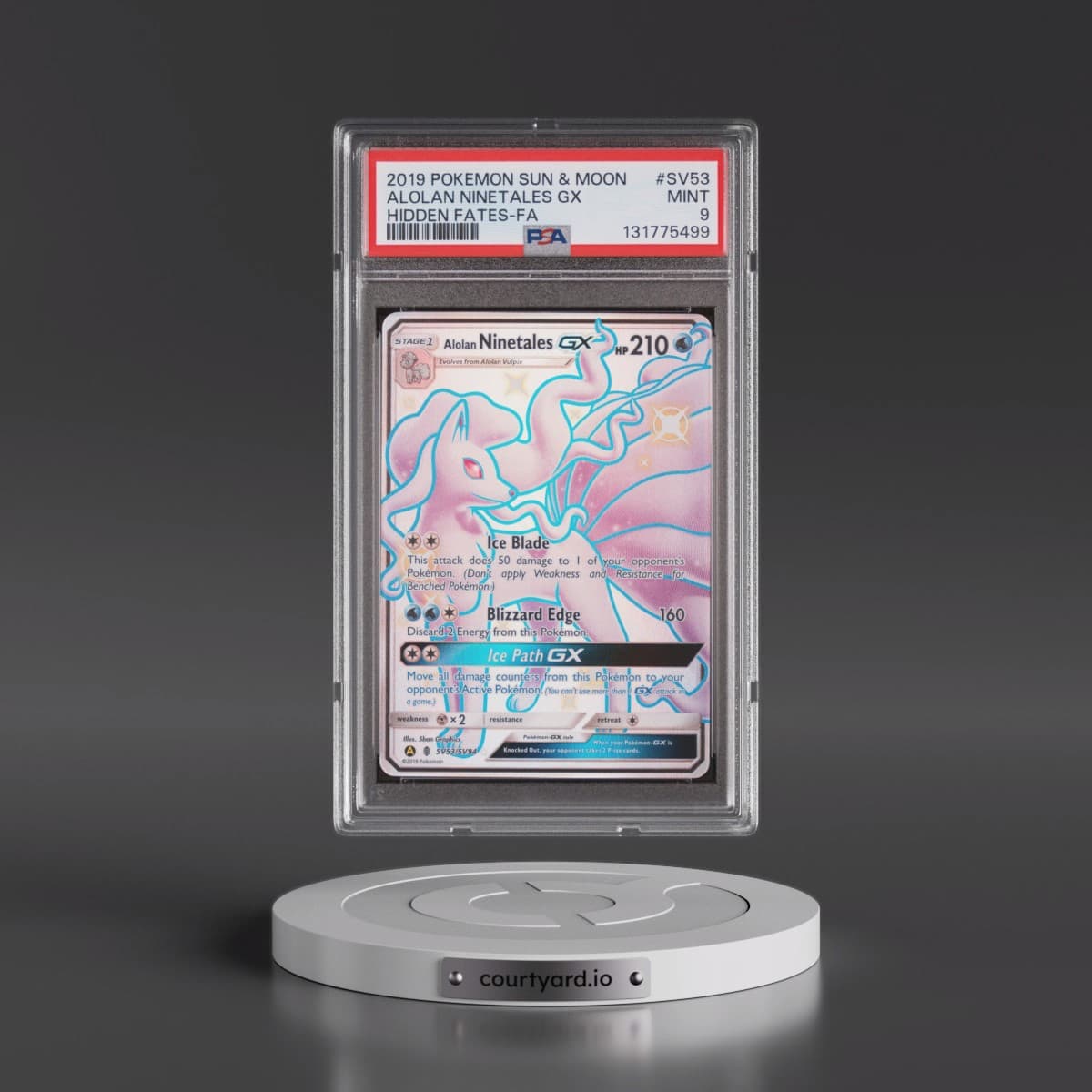 2019 Pokémon Sun & Moon Hidden Fates #SV53 Alolan Ninetales GX - Holo Full Art (PSA 9 MINT)