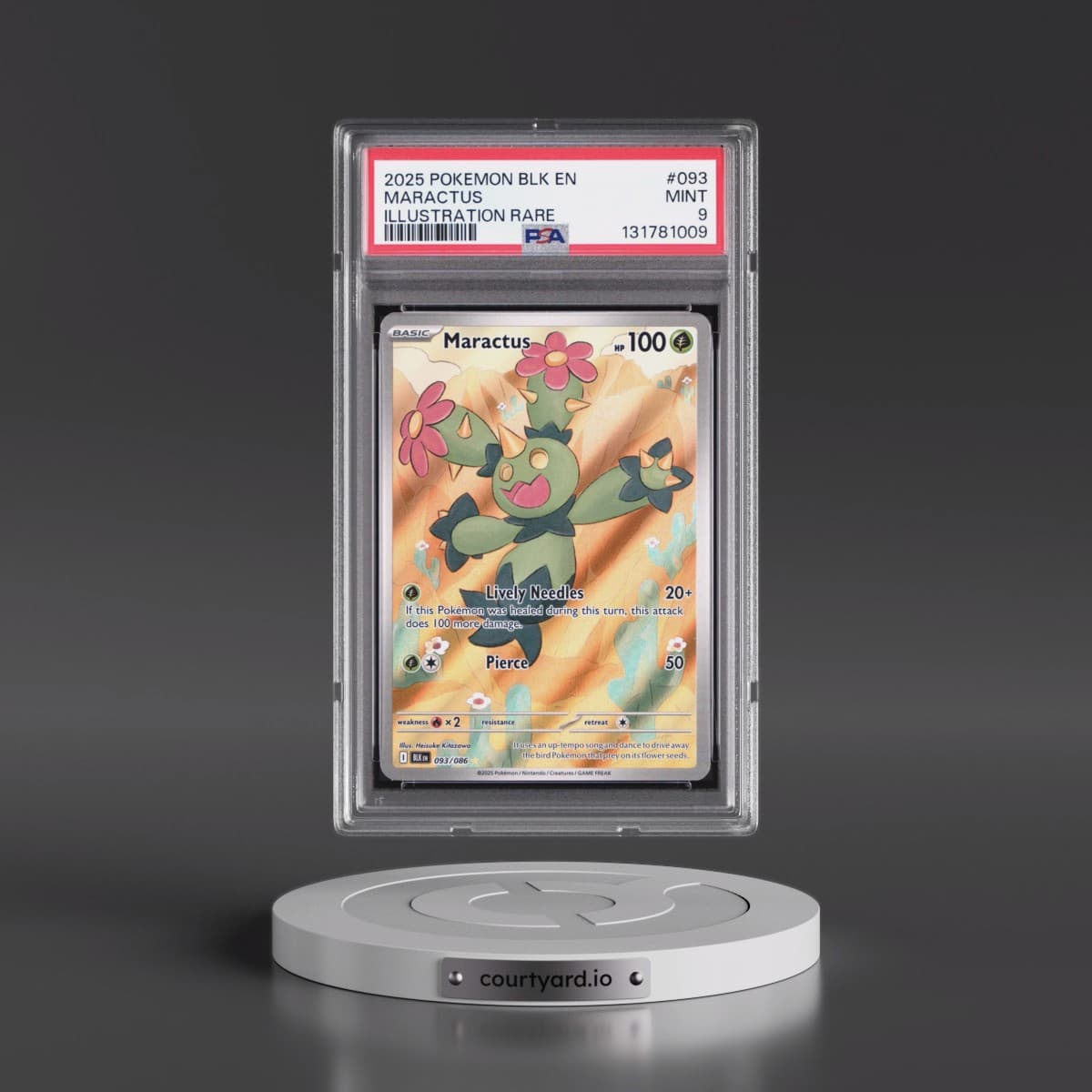 2025 Pokémon Blk EN-Black Bolt #093 Maractus - Illustration Rare (PSA 9 MINT)