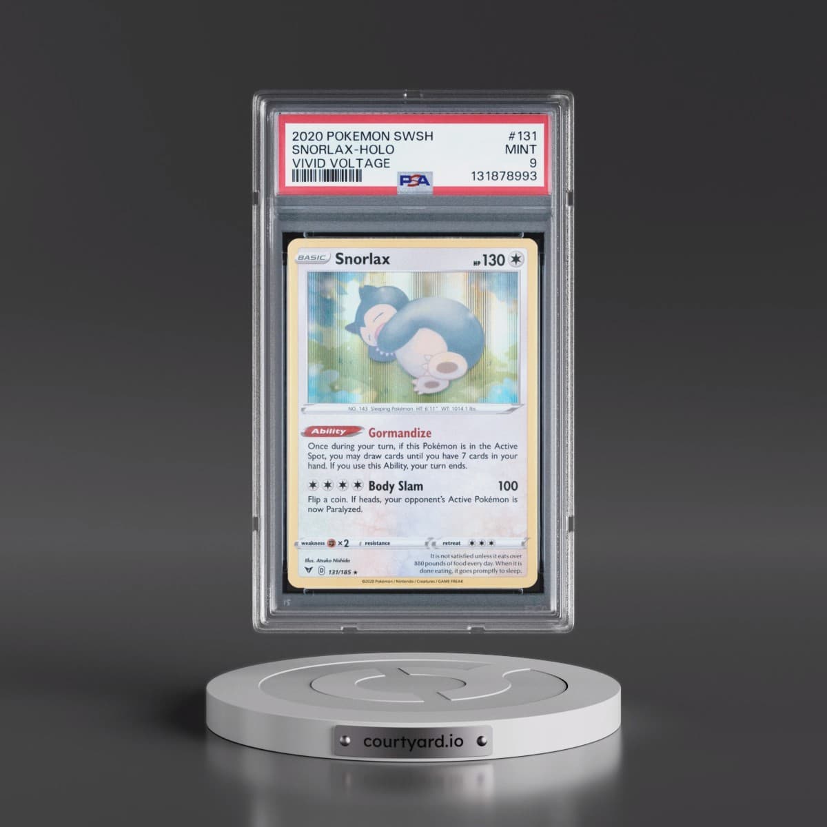 2020 Pokémon Sword & Shield Vivid Voltage #131 Snorlax - Holo (PSA 9 MINT)