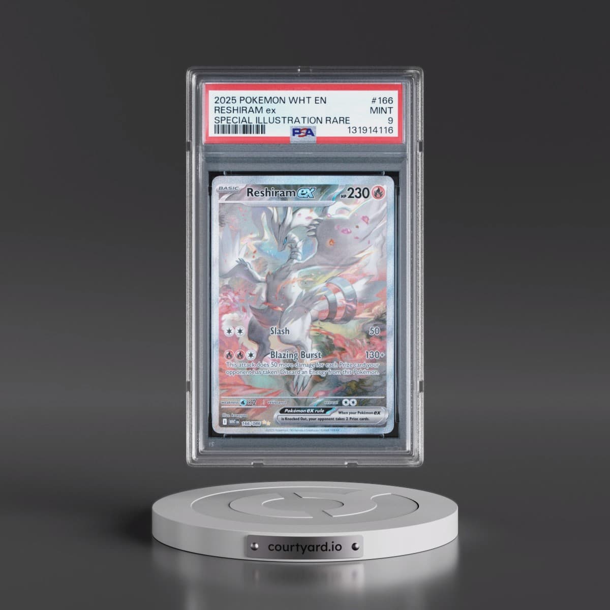 2025 Pokémon Wht EN-White Flare #166 Reshiram EX - Holo Special Illustration Rare (PSA 9 MINT)