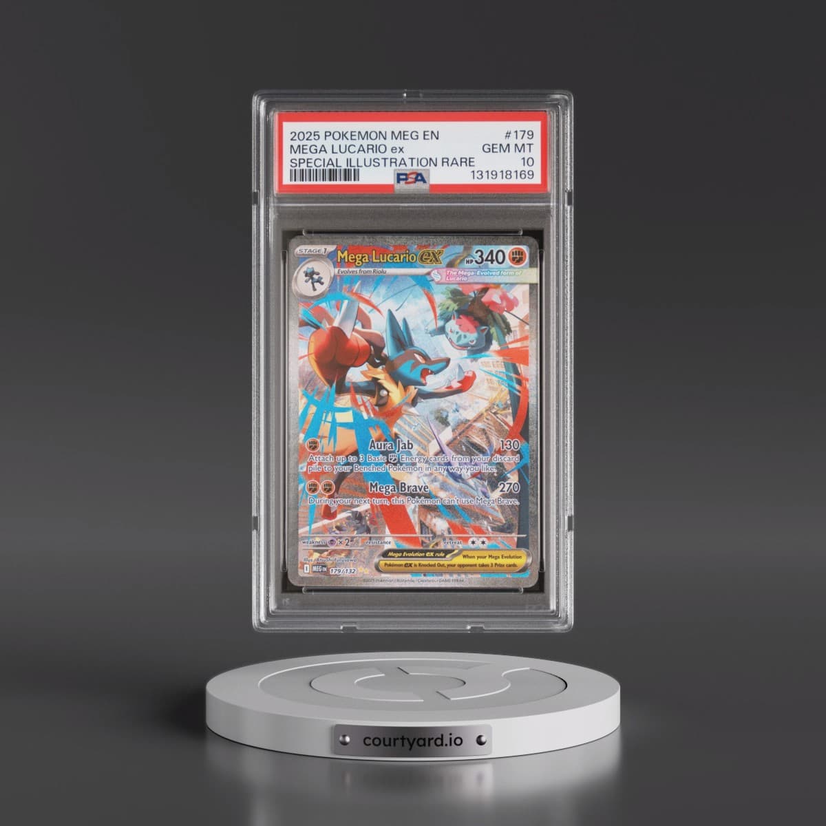 2025 Pokémon Meg EN-Mega Evolution #179 Mega Lucario EX - Holo Special Illustration Rare (PSA 10 GEM MINT)