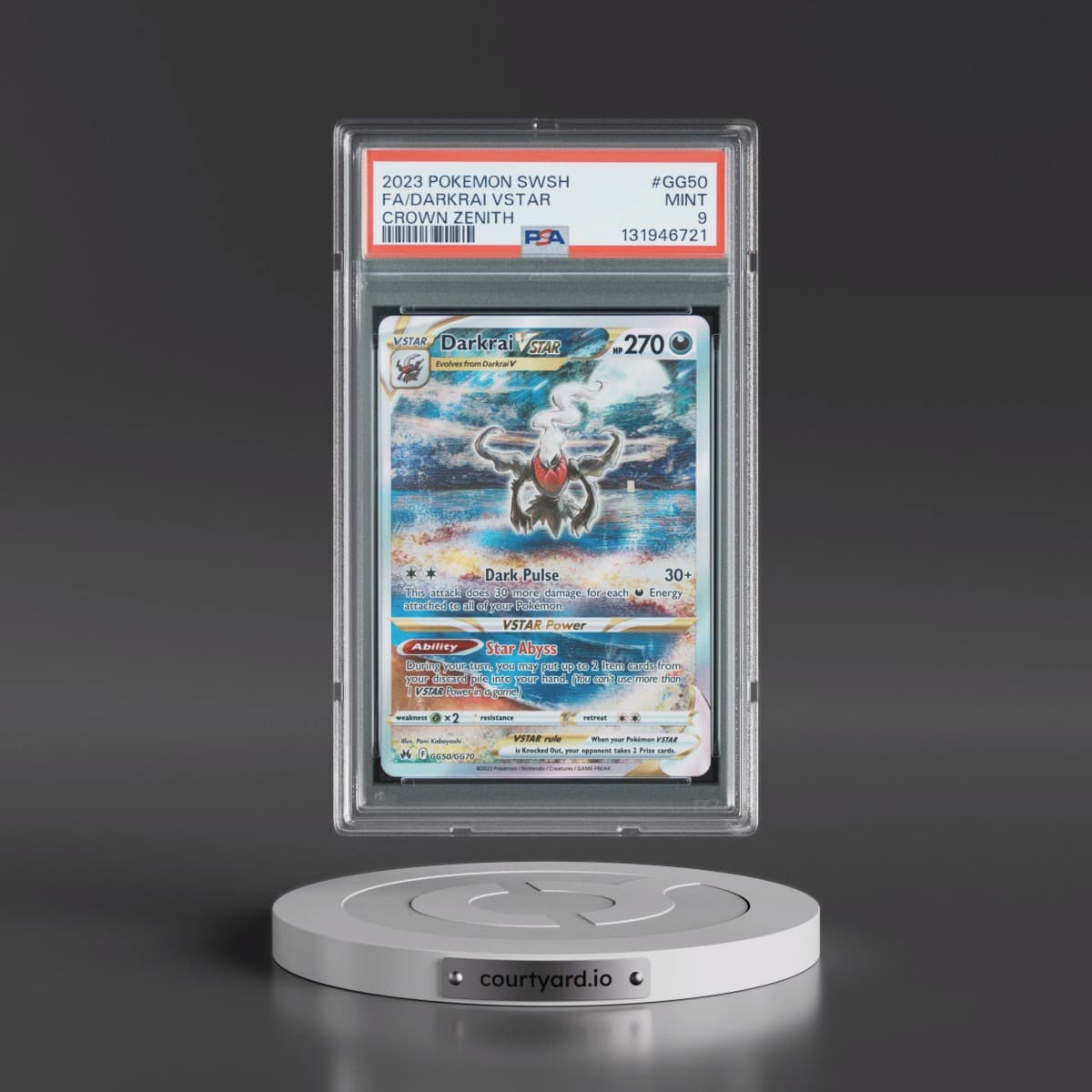 2023 Pokémon Sword and Shield Crown Zenith #GG50 Darkrai Vstar - Full Art (PSA 9 MINT)
